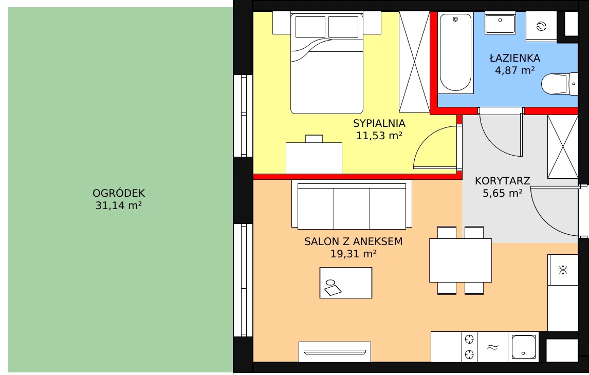 Mieszkanie 41,36 m², parter, oferta nr AD1.2, PUR na Kamionku, Warszawa, Praga Południe, Kamionek, ul. Żupnicza