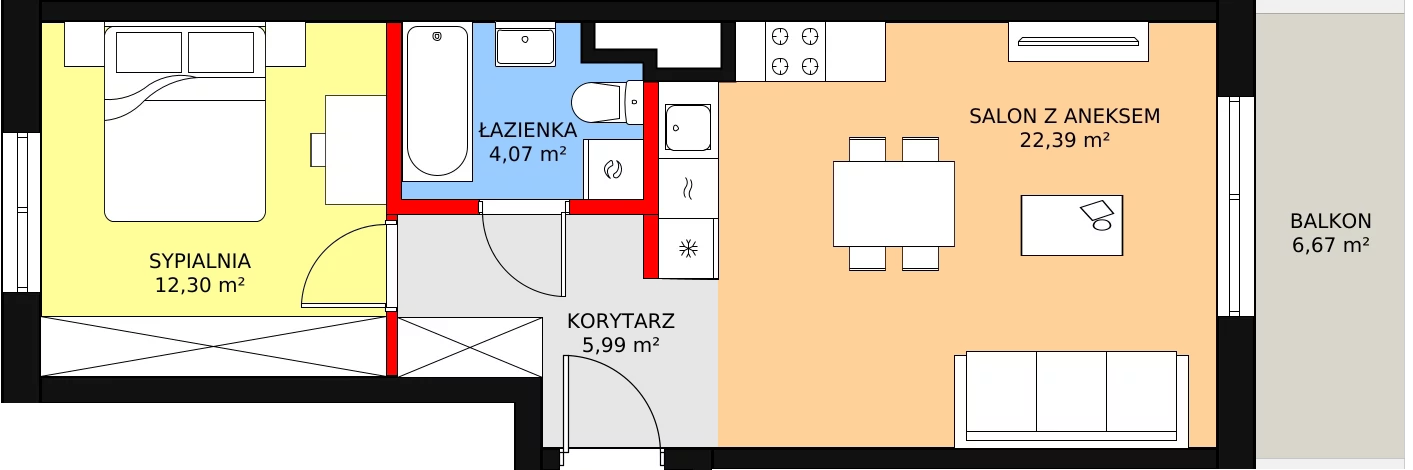 2 pokoje, mieszkanie 44,75 m², piętro 1, oferta nr AD2.4, PUR na Kamionku, Warszawa, Praga Południe, Kamionek, ul. Żupnicza