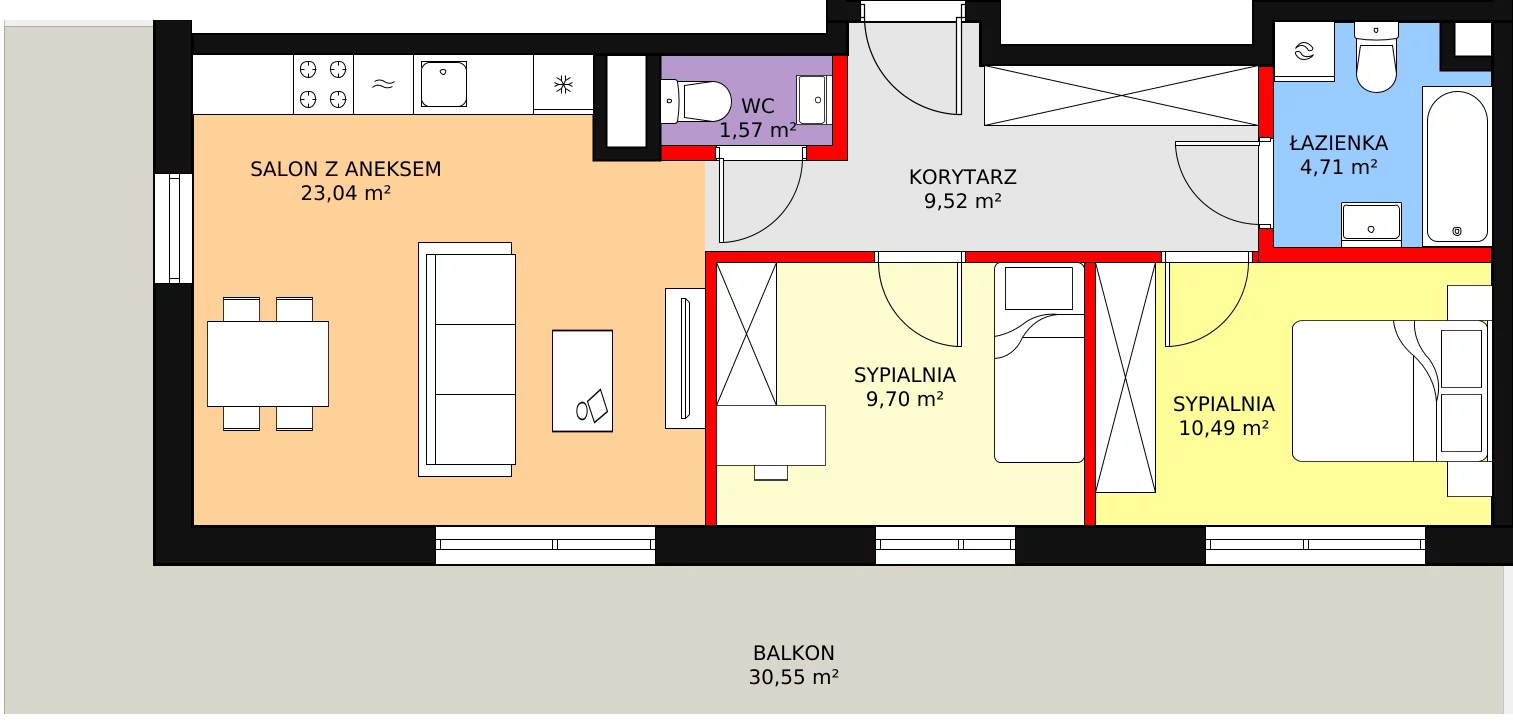 3 pokoje, mieszkanie 59,03 m², piętro 1, oferta nr AD2.3, PUR na Kamionku, Warszawa, Praga Południe, Kamionek, ul. Żupnicza