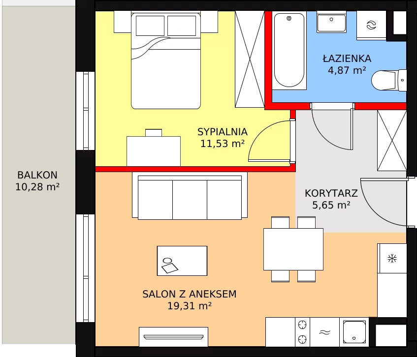 Mieszkanie 41,36 m², piętro 1, oferta nr AD2.2, PUR na Kamionku, Warszawa, Praga Południe, Kamionek, ul. Żupnicza