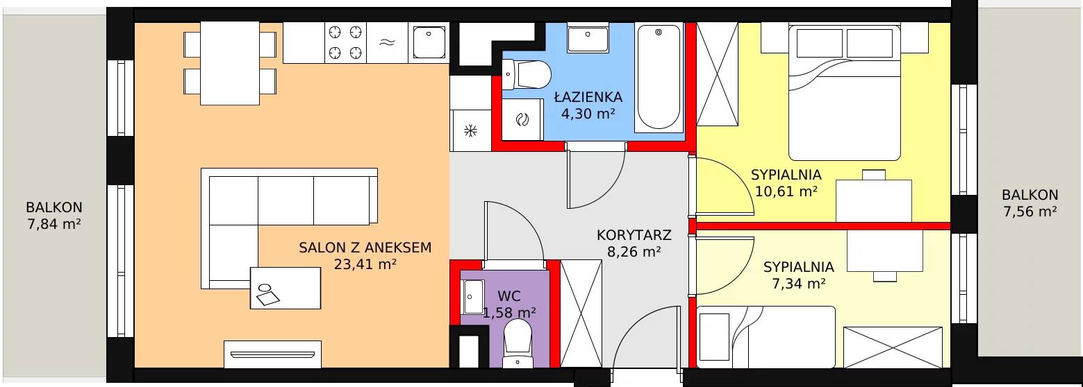 3 pokoje, mieszkanie 55,50 m², piętro 2, oferta nr AD3.1, PUR na Kamionku, Warszawa, Praga Południe, Kamionek, ul. Żupnicza