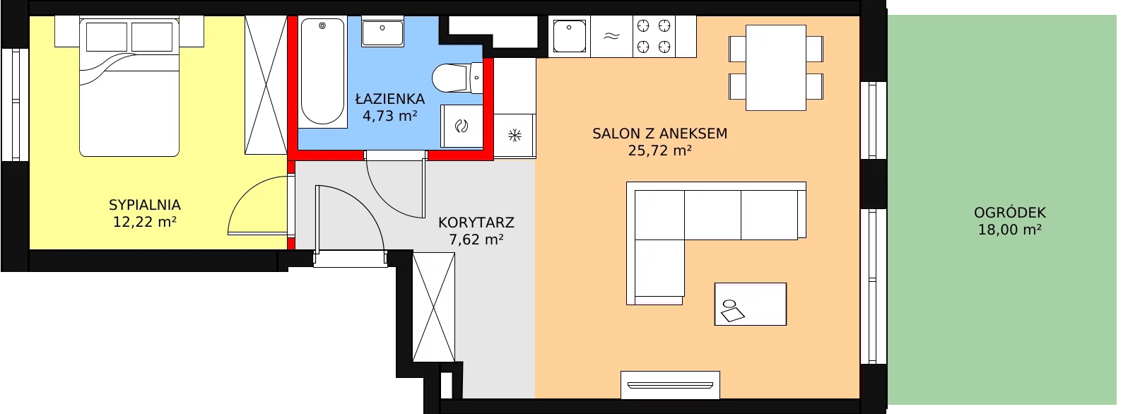 Mieszkanie 50,29 m², parter, oferta nr AE1.3, PUR na Kamionku, Warszawa, Praga Południe, Kamionek, ul. Żupnicza