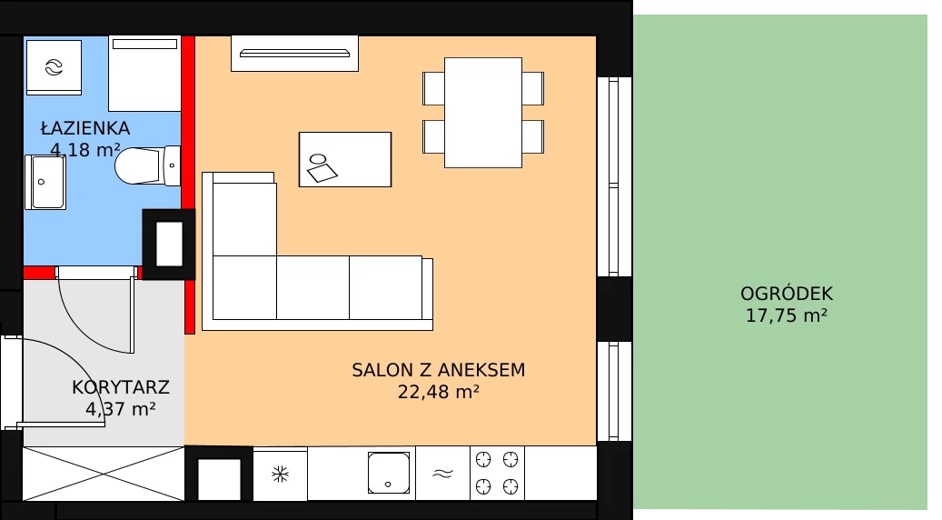 Mieszkanie 31,03 m², parter, oferta nr AF1.3, PUR na Kamionku, Warszawa, Praga Południe, Kamionek, ul. Żupnicza