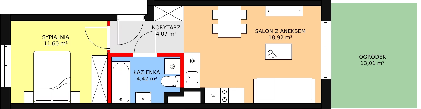 2 pokoje, mieszkanie 39,01 m², parter, oferta nr AF1.1, PUR na Kamionku, Warszawa, Praga Południe, Kamionek, ul. Żupnicza