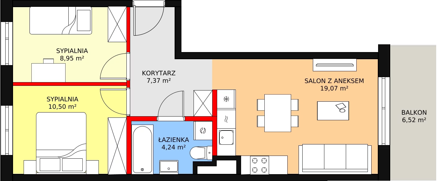 3 pokoje, mieszkanie 50,13 m², piętro 1, oferta nr AF2.1, PUR na Kamionku, Warszawa, Praga Południe, Kamionek, ul. Żupnicza