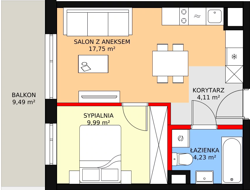 2 pokoje, mieszkanie 36,08 m², piętro 5, oferta nr AB6.3, PUR na Kamionku, Warszawa, Praga Południe, Kamionek, ul. Żupnicza