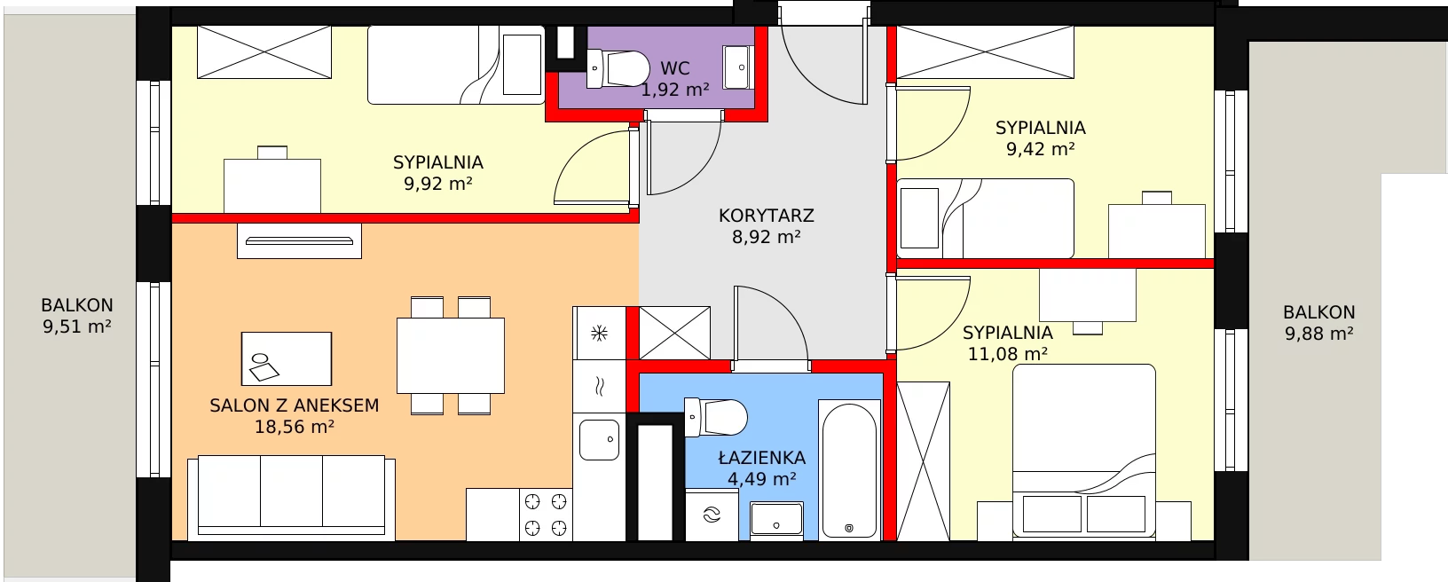 4 pokoje, mieszkanie 64,31 m², piętro 2, oferta nr AB3.4, PUR na Kamionku, Warszawa, Praga Południe, Kamionek, ul. Żupnicza