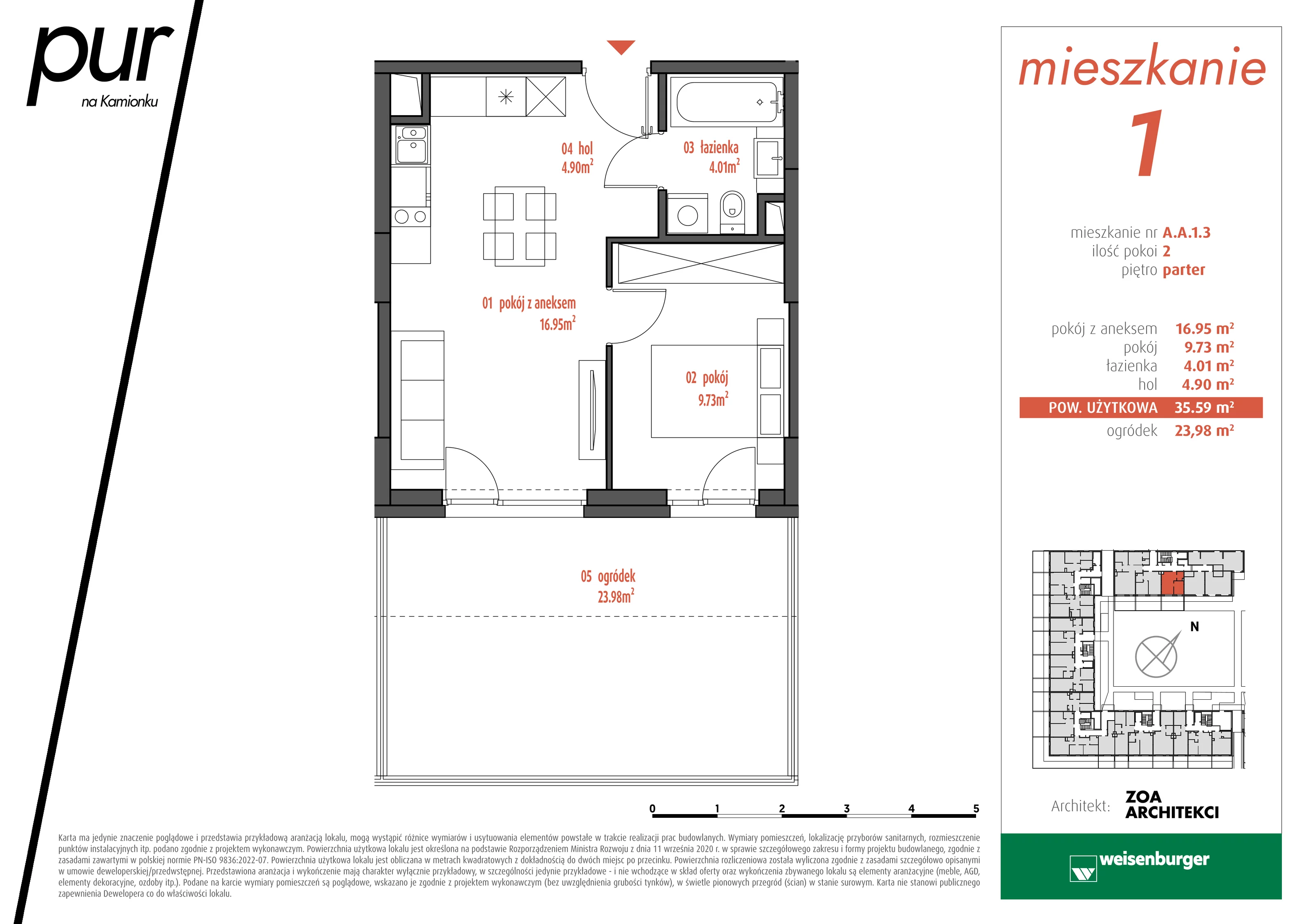 Mieszkanie 35,59 m², parter, oferta nr AA1.3, PUR na Kamionku, Warszawa, Praga Południe, Kamionek, ul. Żupnicza