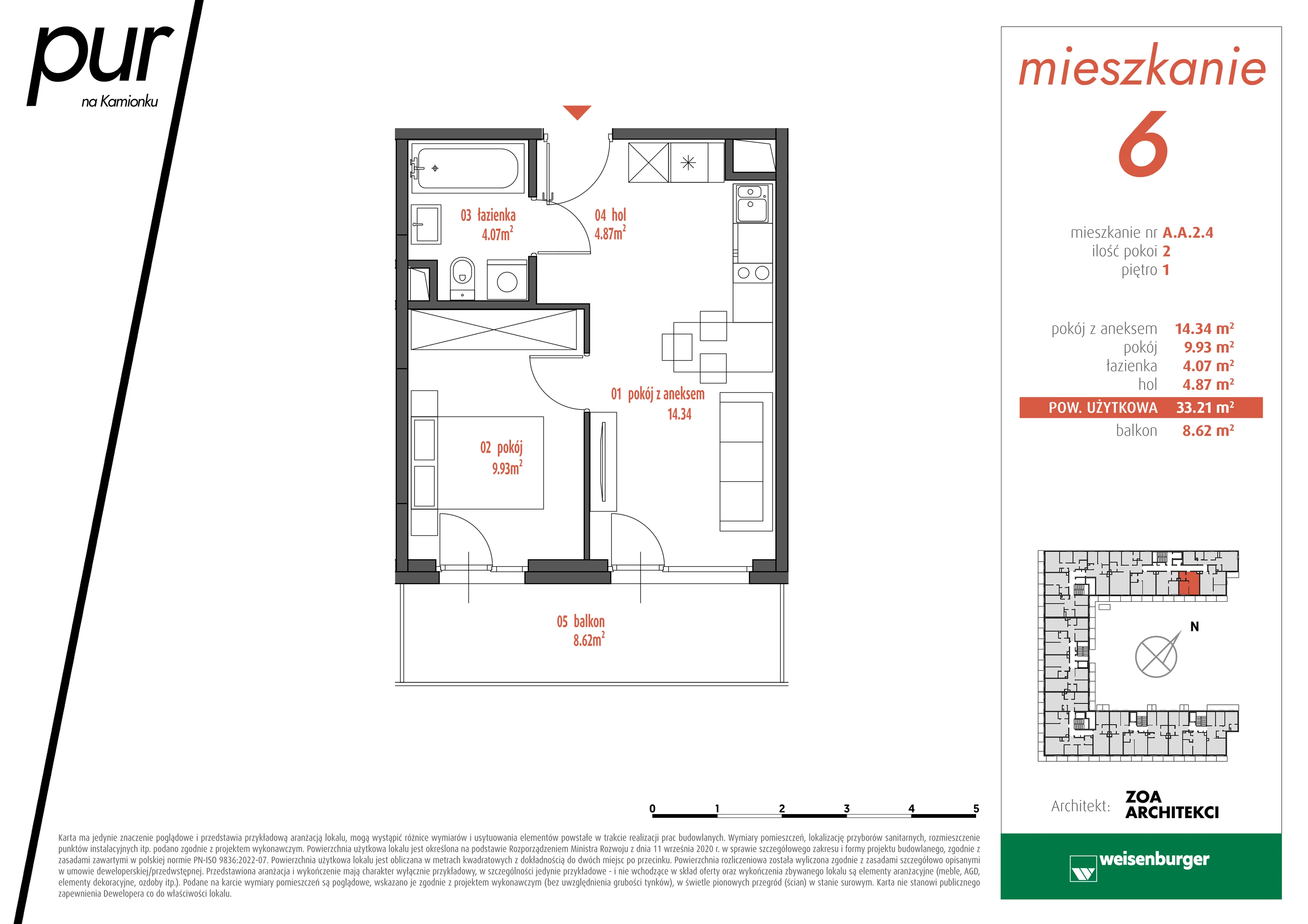 Mieszkanie 33,21 m², piętro 1, oferta nr AA2.4, PUR na Kamionku, Warszawa, Praga Południe, Kamionek, ul. Żupnicza