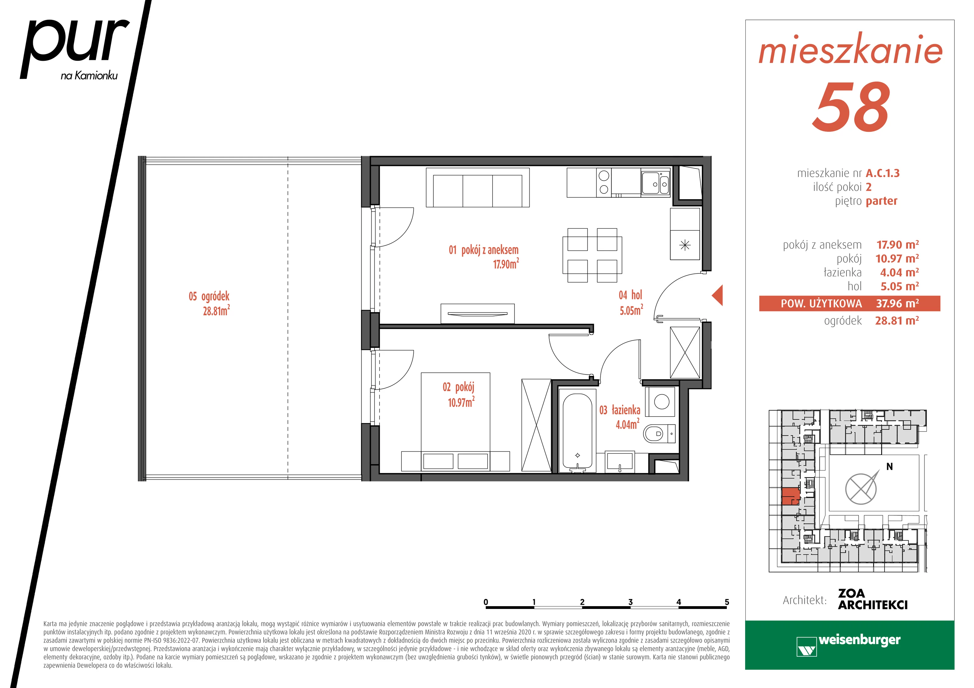 Mieszkanie 37,96 m², parter, oferta nr AC1.3, PUR na Kamionku, Warszawa, Praga Południe, Kamionek, ul. Żupnicza