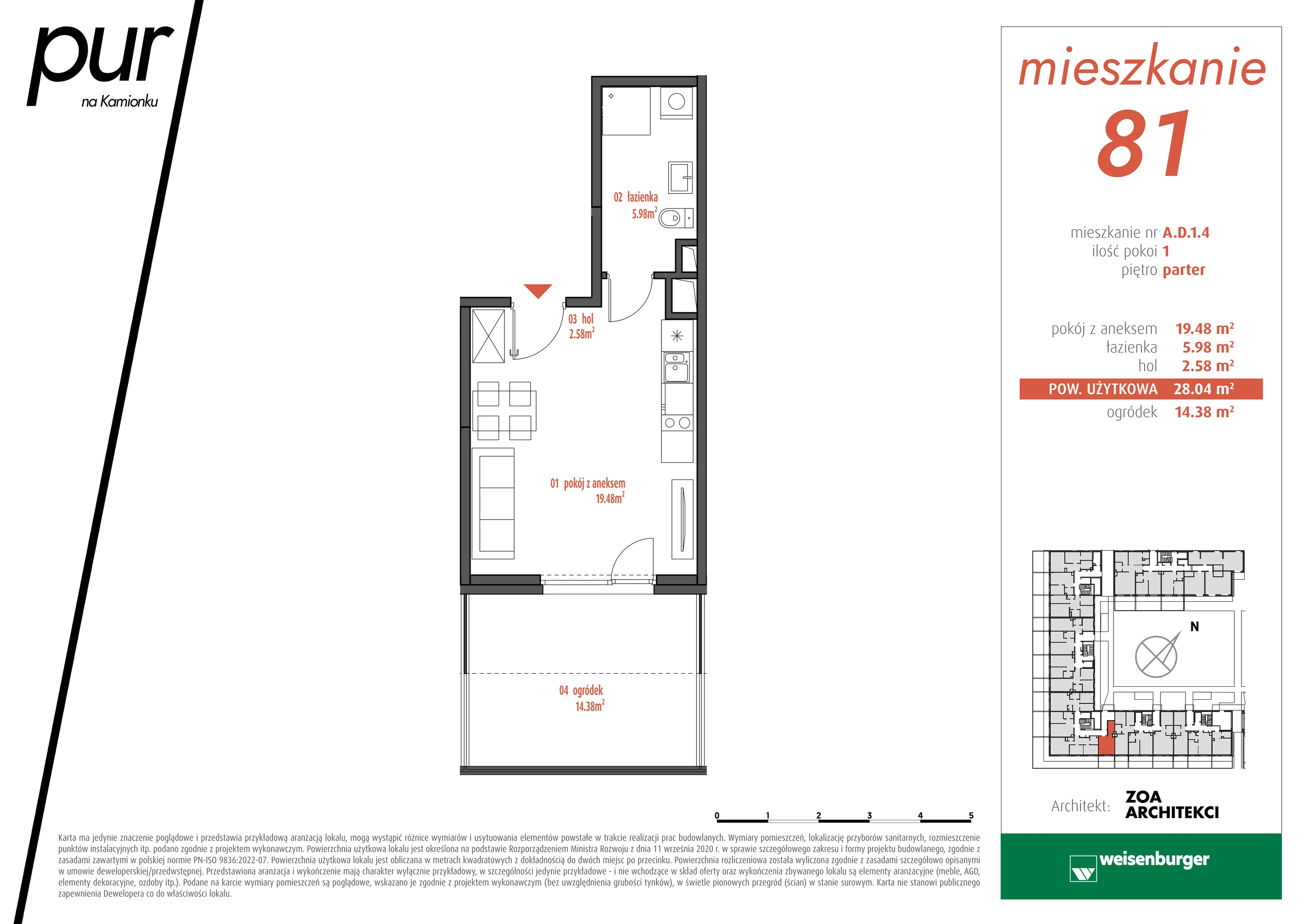 Mieszkanie 28,04 m², parter, oferta nr AD1.4, PUR na Kamionku, Warszawa, Praga Południe, Kamionek, ul. Żupnicza