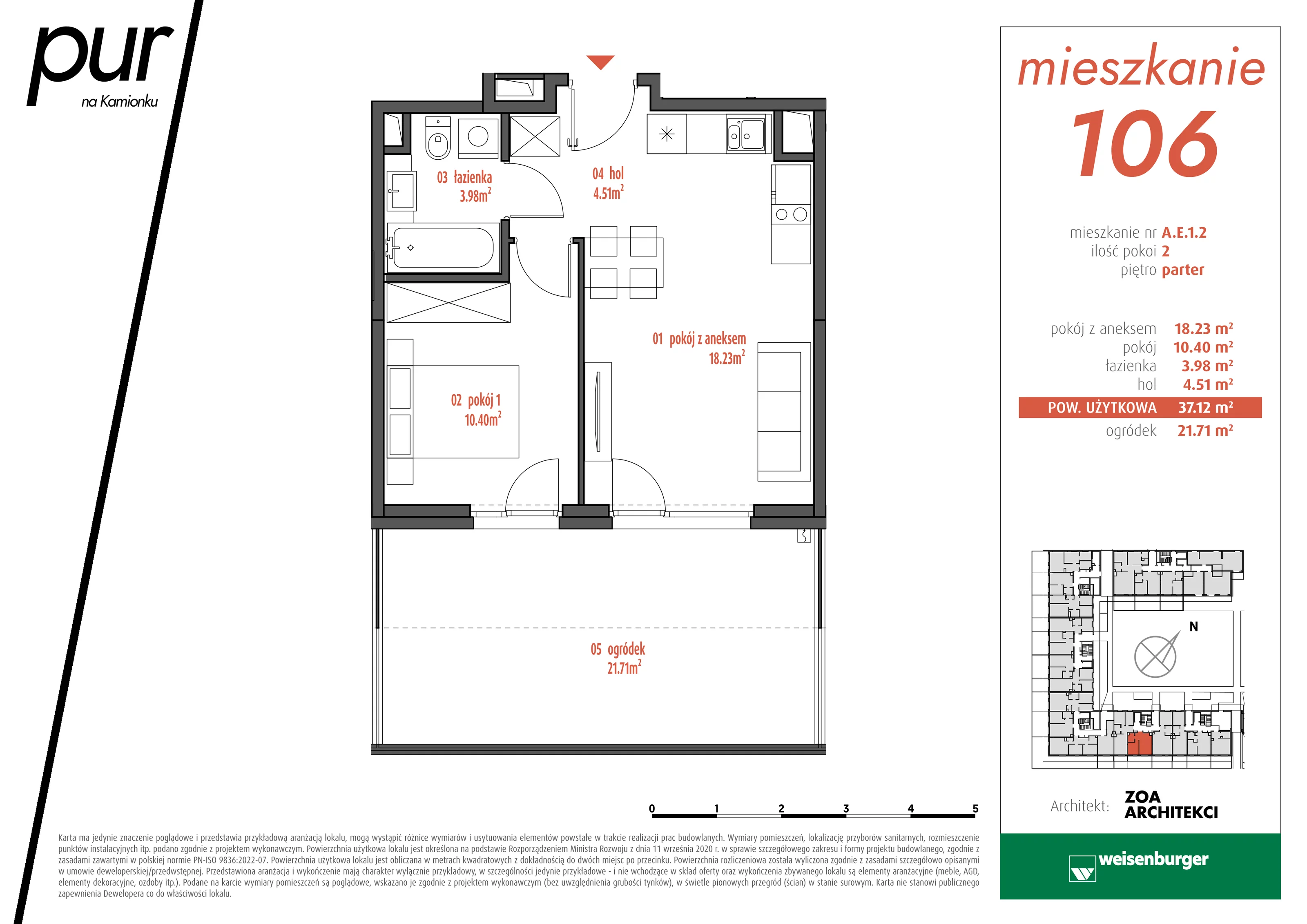 Mieszkanie 37,12 m², parter, oferta nr AE1.2, PUR na Kamionku, Warszawa, Praga Południe, Kamionek, ul. Żupnicza