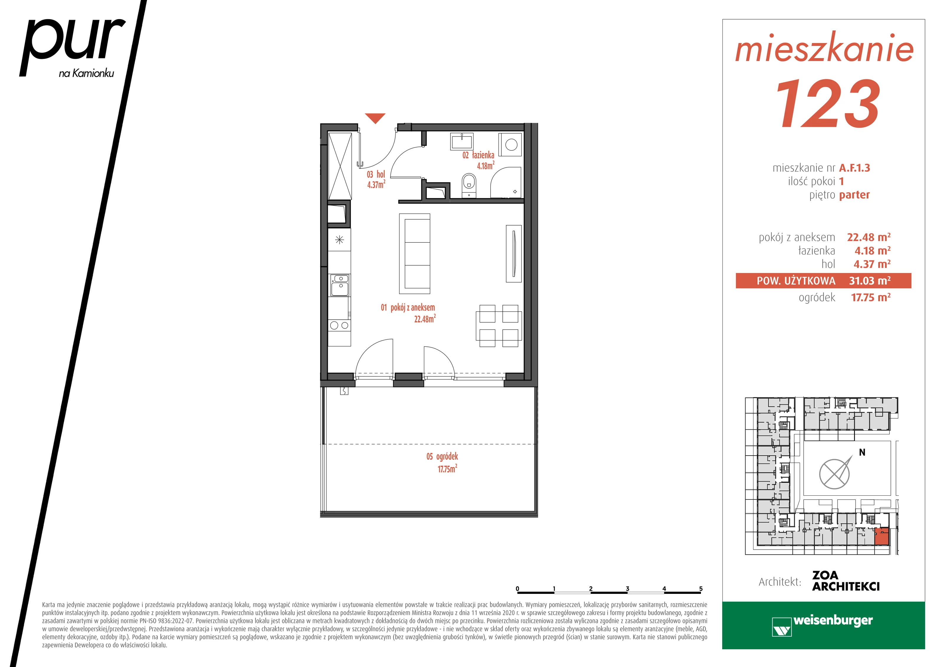 Mieszkanie 31,03 m², parter, oferta nr AF1.3, PUR na Kamionku, Warszawa, Praga Południe, Kamionek, ul. Żupnicza