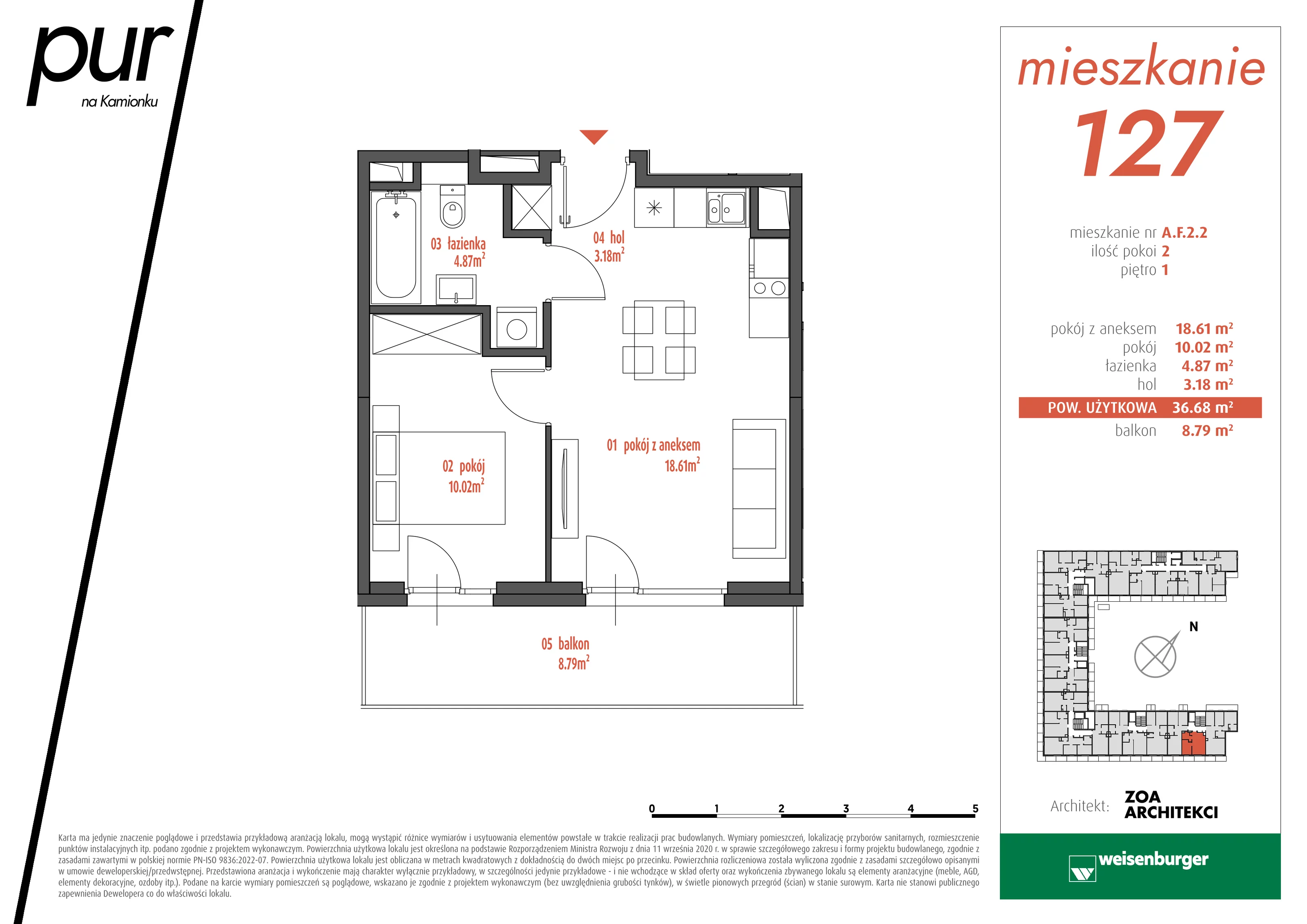 Mieszkanie 36,68 m², piętro 1, oferta nr AF2.2, PUR na Kamionku, Warszawa, Praga Południe, Kamionek, ul. Żupnicza