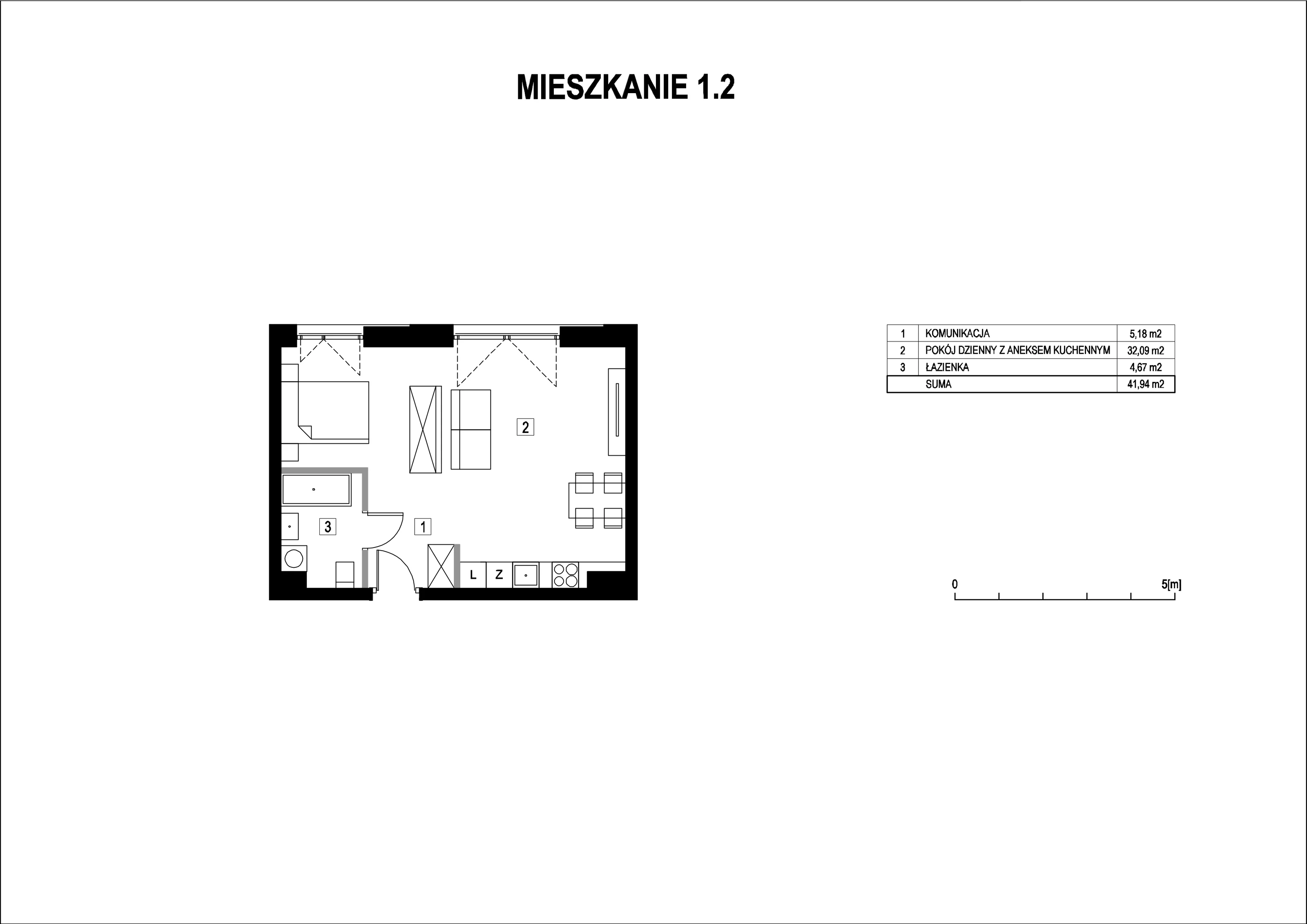 Mieszkanie 41,94 m², piętro 1, oferta nr M1_2, La Vie Art, Łódź, Polesie, ul. 6 Sierpnia 10