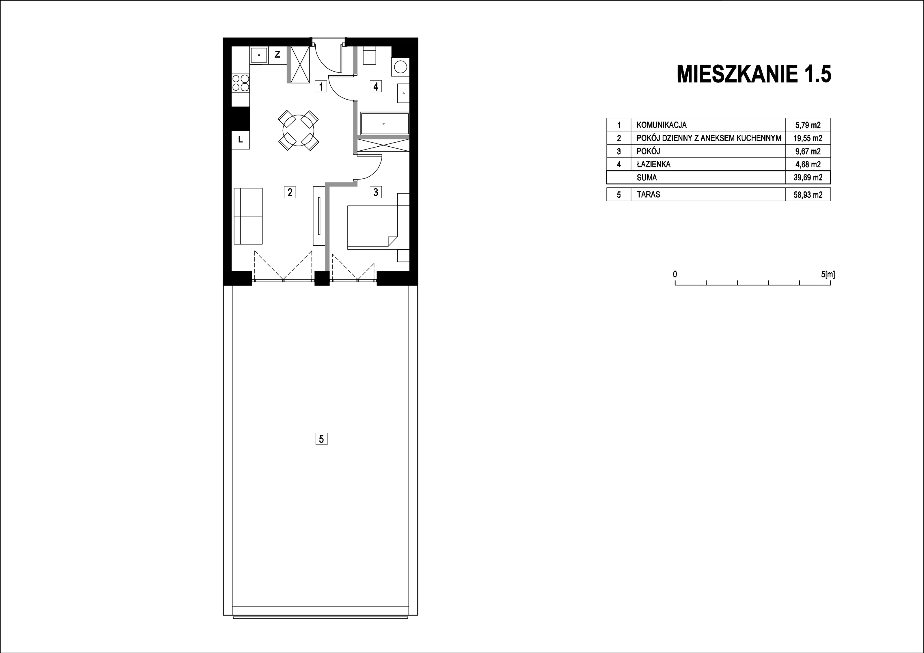 Mieszkanie 39,69 m², piętro 1, oferta nr M1_5, La Vie Art, Łódź, Polesie, ul. 6 Sierpnia 10