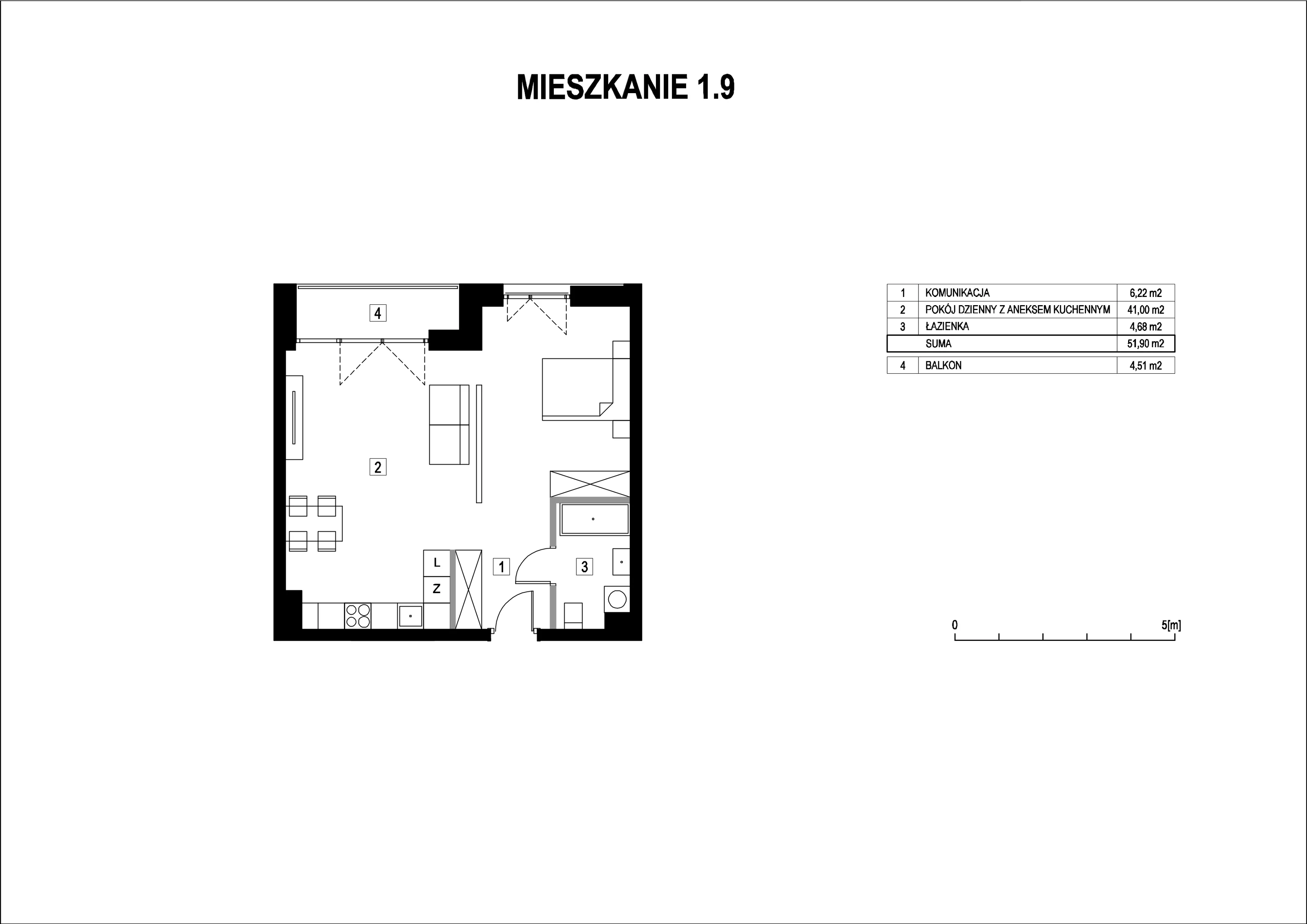 Apartament 51,90 m², piętro 1, oferta nr M1_9, La Vie Art, Łódź, Polesie, ul. 6 Sierpnia 10