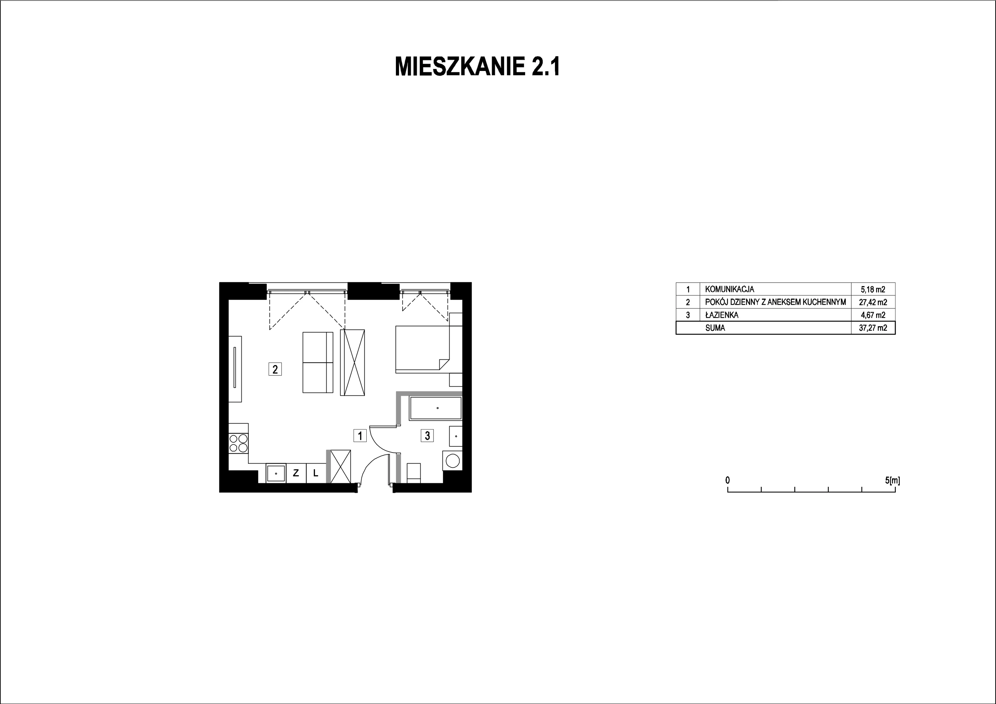 Mieszkanie 37,27 m², piętro 2, oferta nr M2_1, La Vie Art, Łódź, Polesie, ul. 6 Sierpnia 10