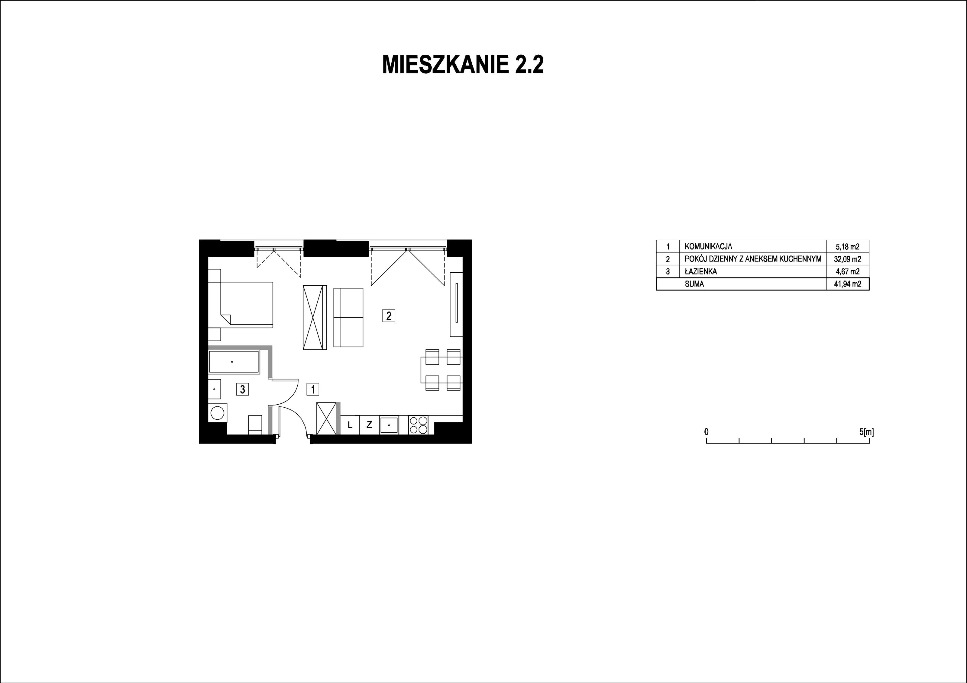 Apartament 41,94 m², piętro 2, oferta nr M2_2, La Vie Art, Łódź, Polesie, ul. 6 Sierpnia 10