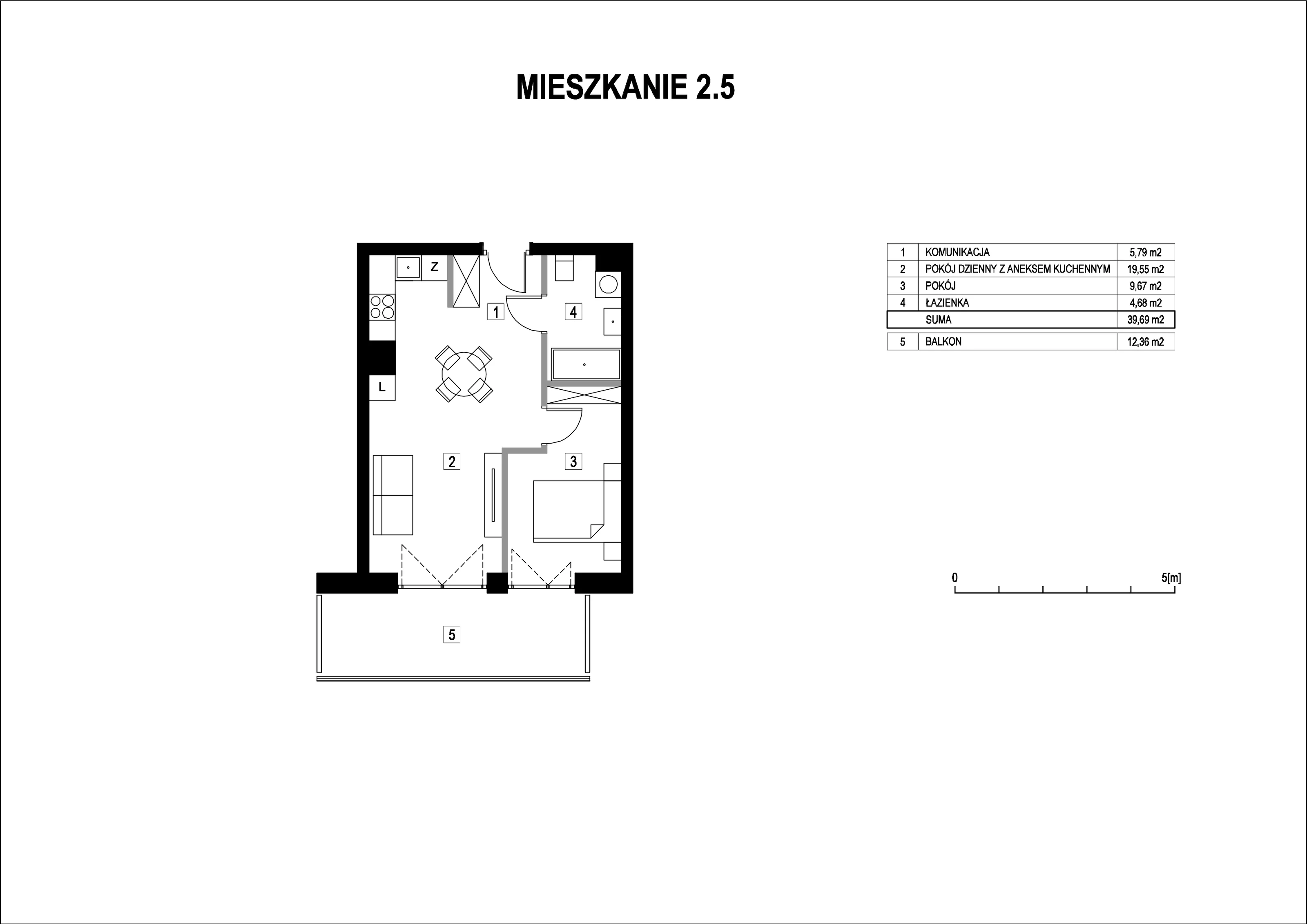 Apartament 39,69 m², piętro 2, oferta nr M2_5, La Vie Art, Łódź, Polesie, ul. 6 Sierpnia 10