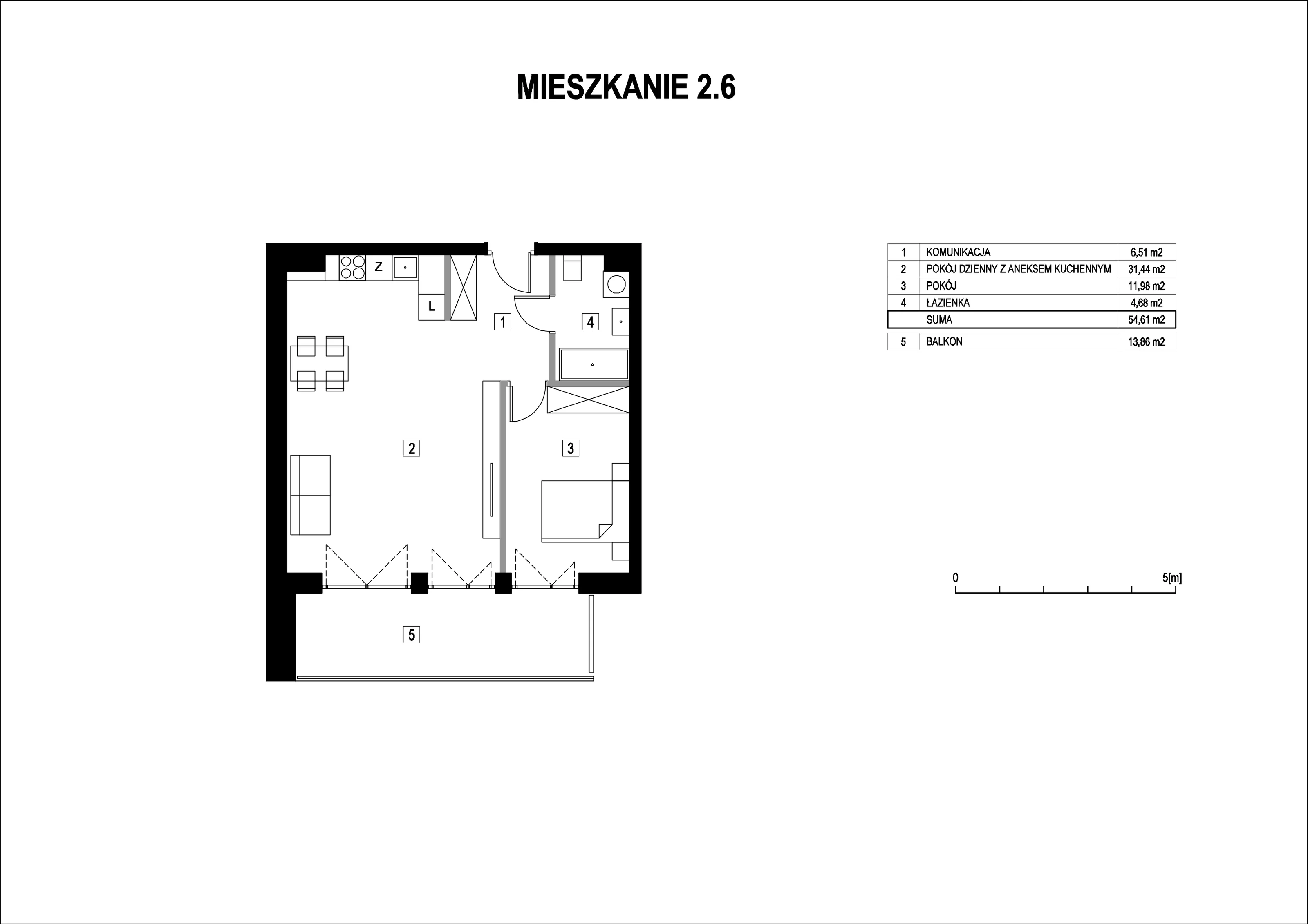 Mieszkanie 54,61 m², piętro 2, oferta nr M2_6, La Vie Art, Łódź, Polesie, ul. 6 Sierpnia 10