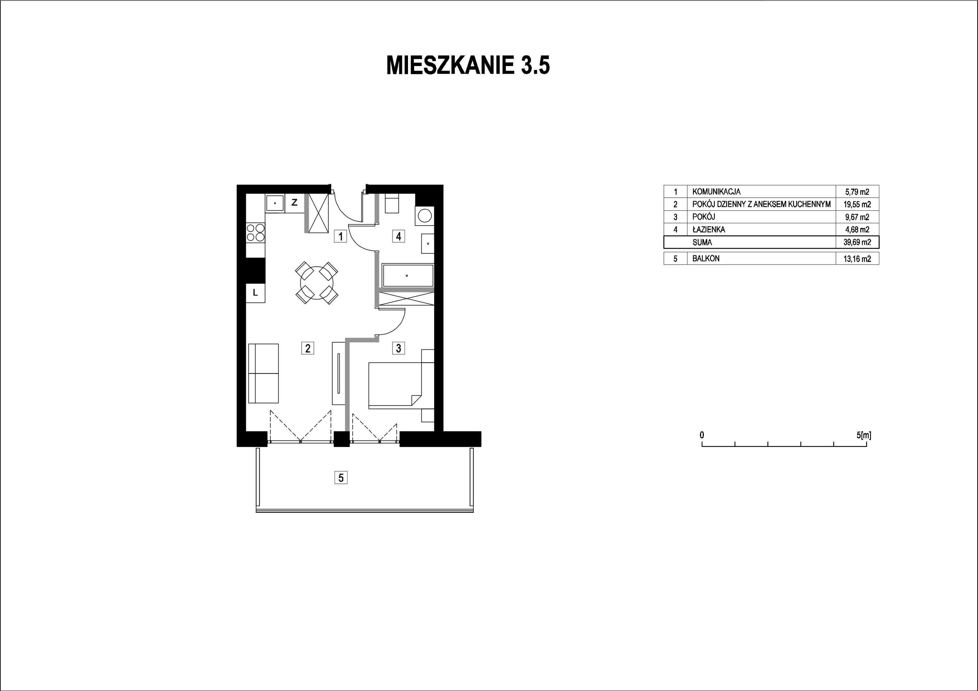 Mieszkanie 39,69 m², piętro 3, oferta nr M3_5, La Vie Art, Łódź, Polesie, ul. 6 Sierpnia 10