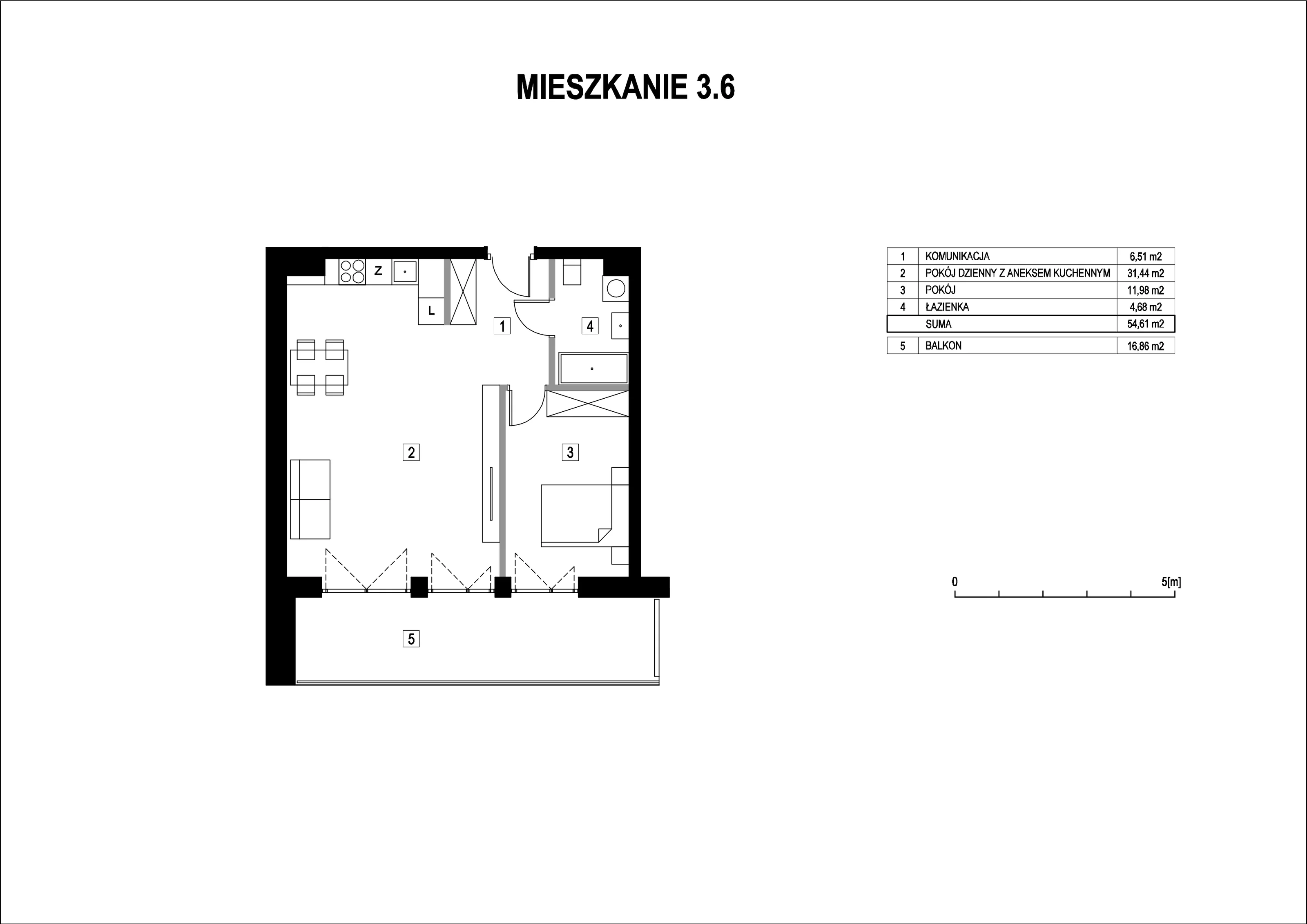 Mieszkanie 54,61 m², piętro 3, oferta nr M3_6, La Vie Art, Łódź, Polesie, ul. 6 Sierpnia 10