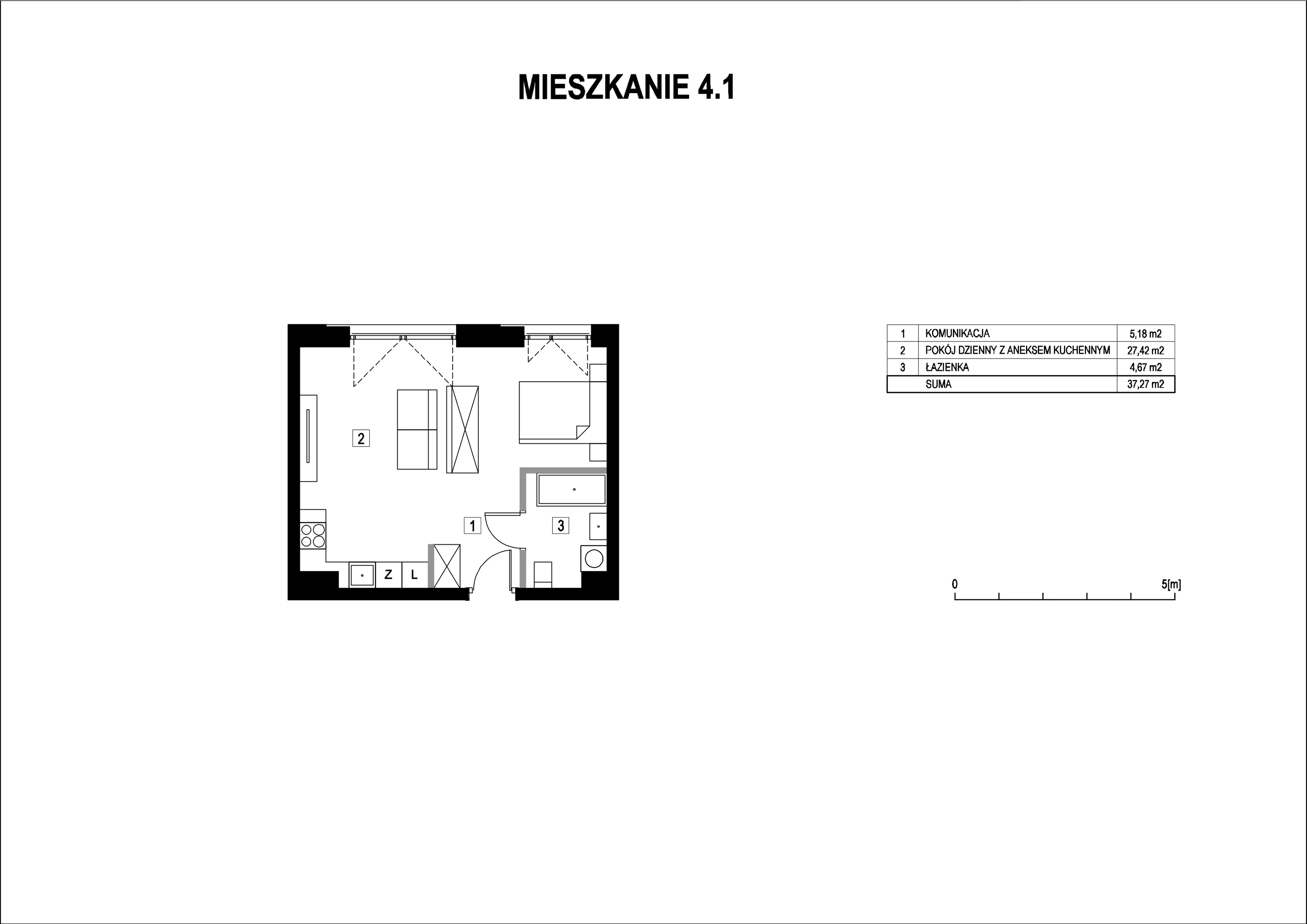 Mieszkanie 37,27 m², piętro 4, oferta nr M4_1, La Vie Art, Łódź, Polesie, ul. 6 Sierpnia 10
