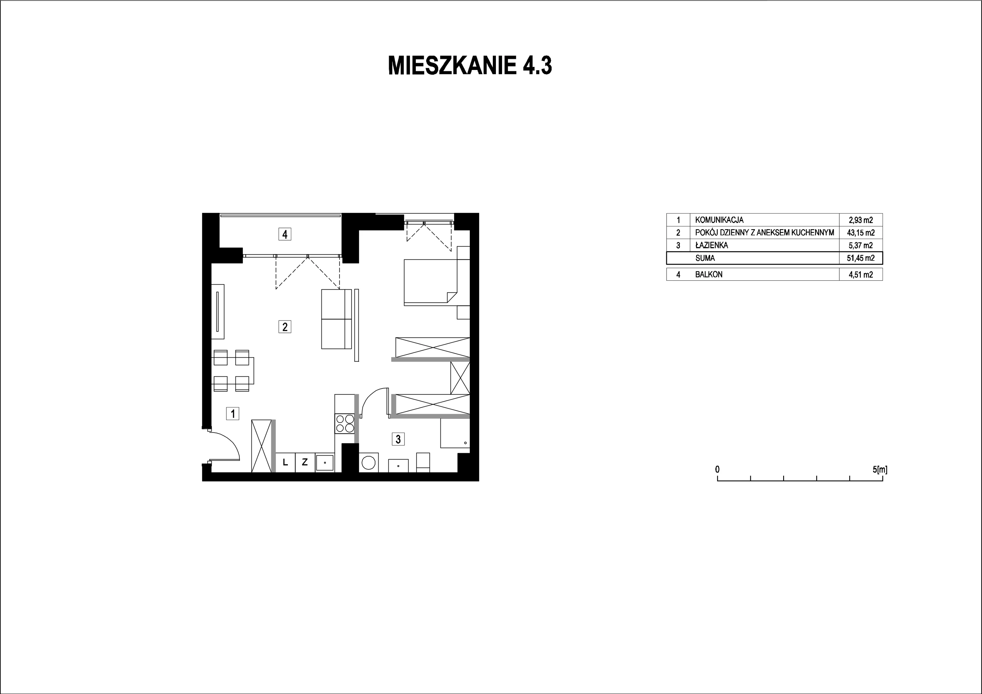 Apartament 51,45 m², piętro 4, oferta nr M4_3, La Vie Art, Łódź, Polesie, ul. 6 Sierpnia 10