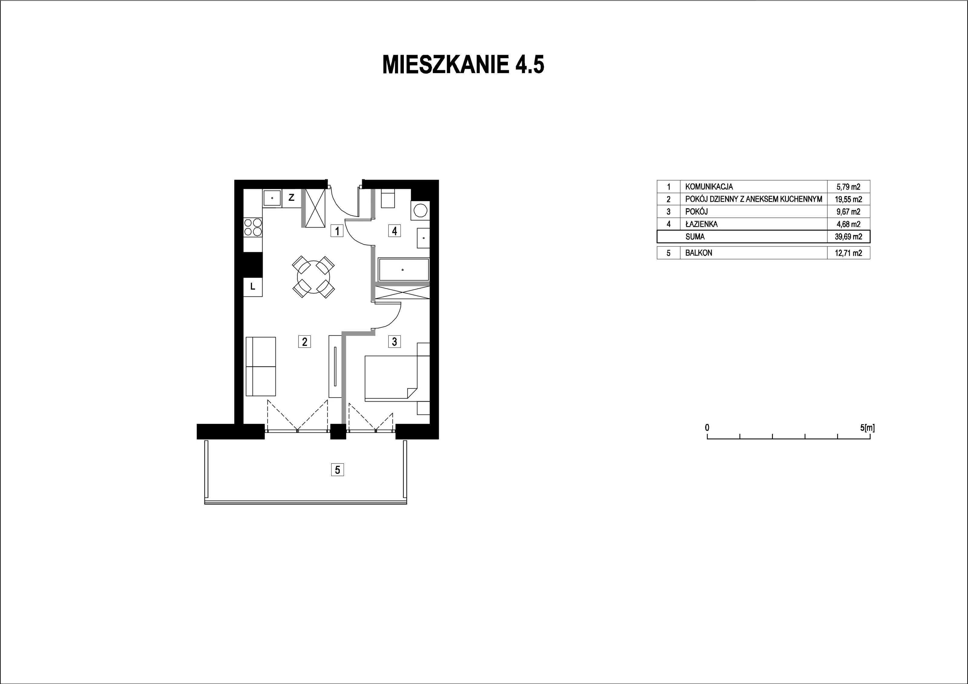 Mieszkanie 39,69 m², piętro 4, oferta nr M4_5, La Vie Art, Łódź, Polesie, ul. 6 Sierpnia 10