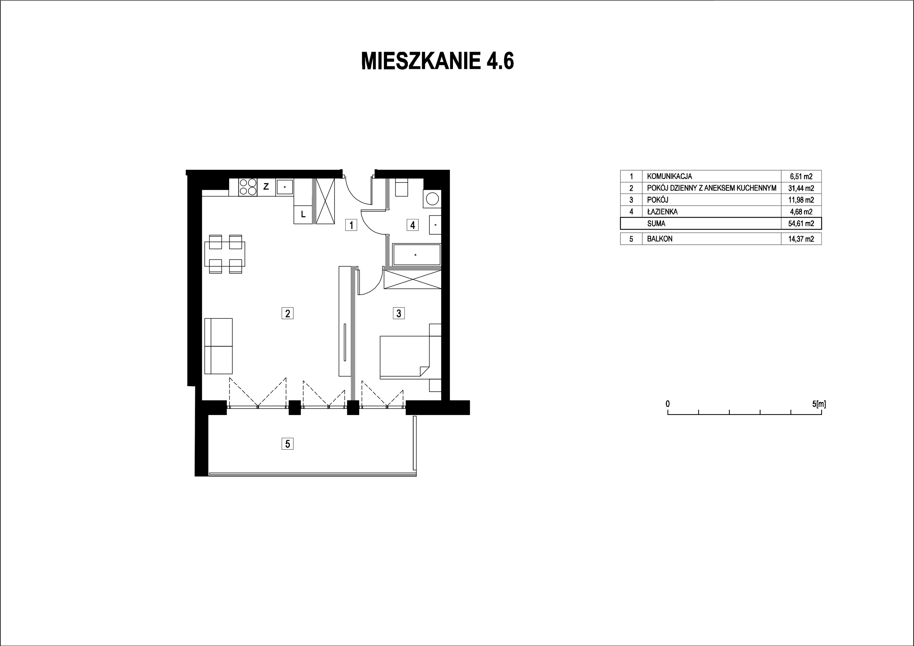 Mieszkanie 54,61 m², piętro 4, oferta nr M4_6, La Vie Art, Łódź, Polesie, ul. 6 Sierpnia 10
