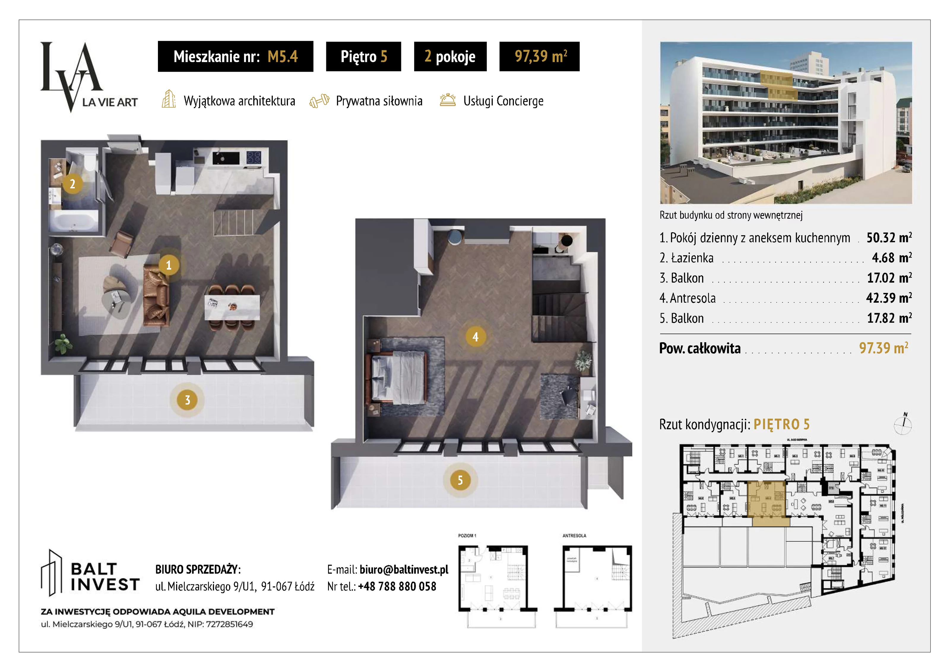 Mieszkanie 97,39 m², piętro 5, oferta nr M5_4, La Vie Art, Łódź, Polesie, ul. 6 Sierpnia 10