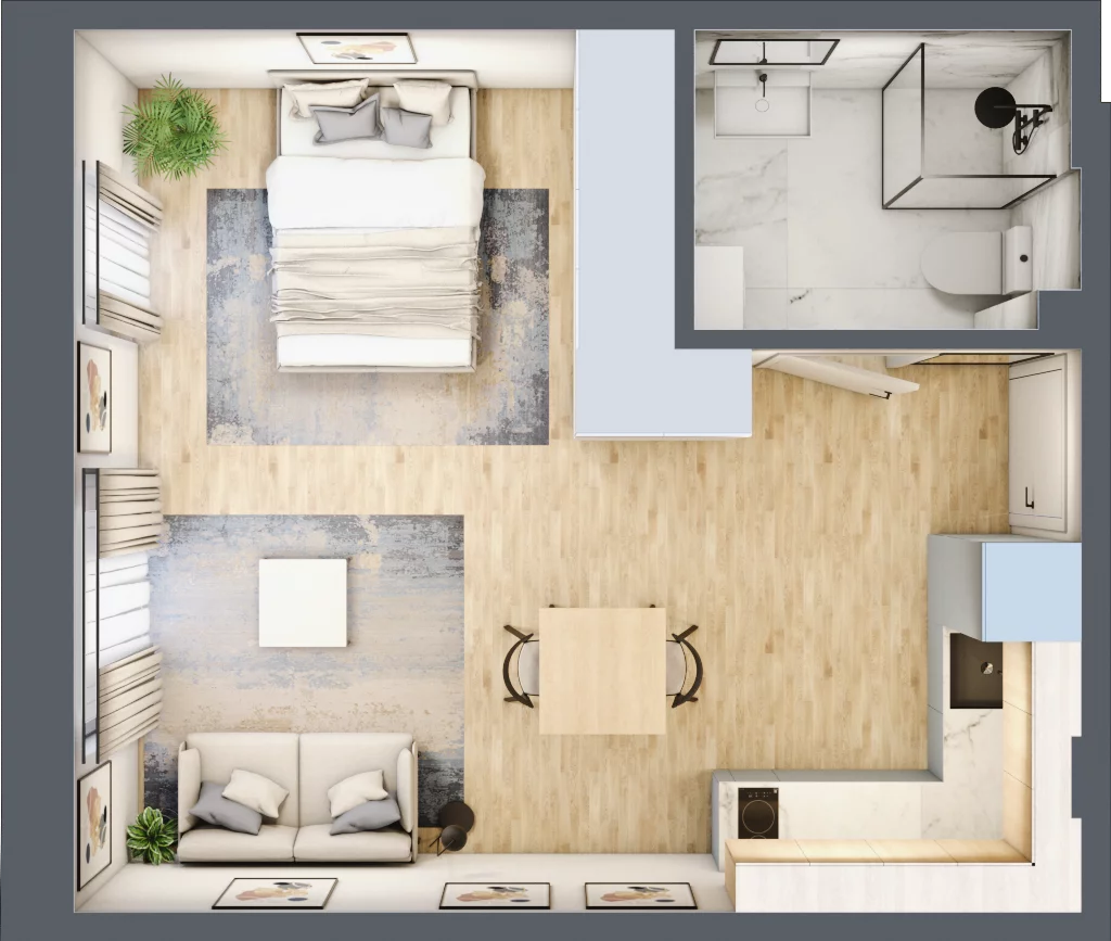 1 pokój, mieszkanie 31,53 m², piętro 2, oferta nr 1B-2-4, Gardenia Pogodno, Szczecin, Zachód, Pogodno, ul. Unii Lubelskiej
