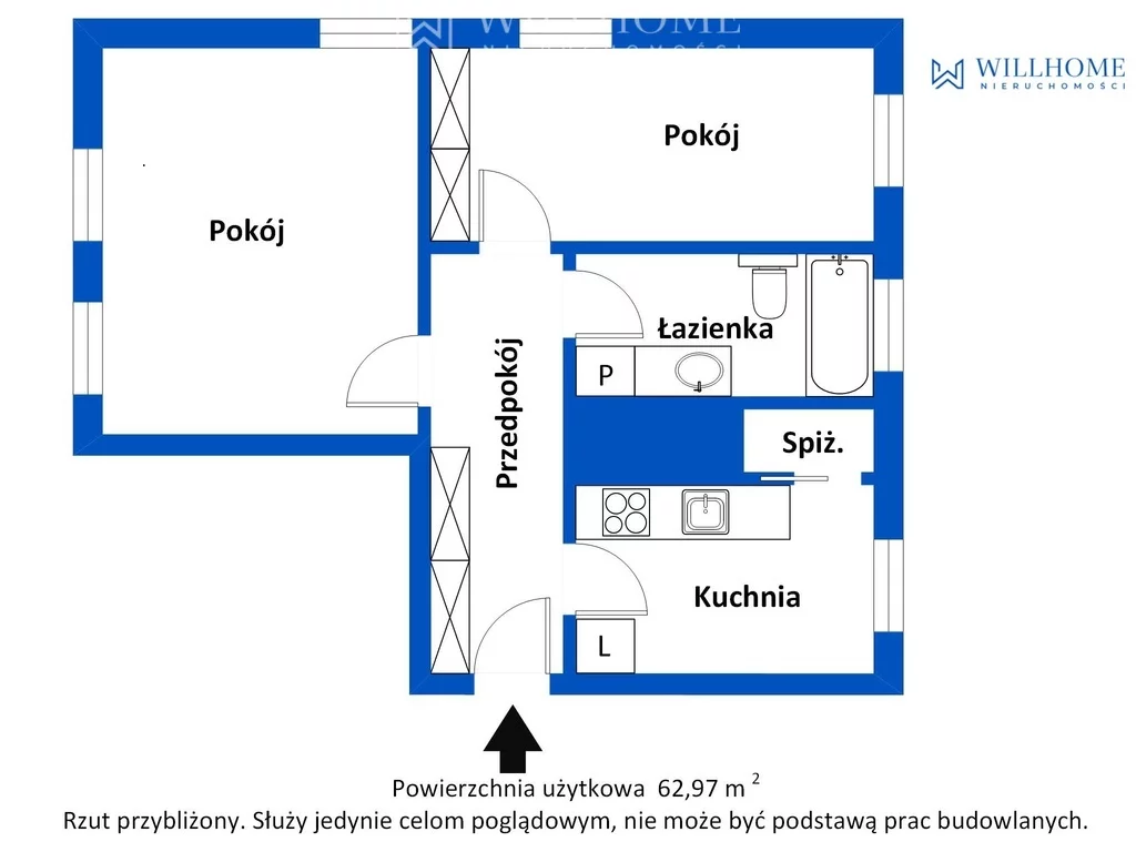 2 pokoje, mieszkanie 62,97 m², piętro 1, oferta nr , 129/16253/OMS, Wrocław, Krzyki-Partynice, Krzyki, Krucza