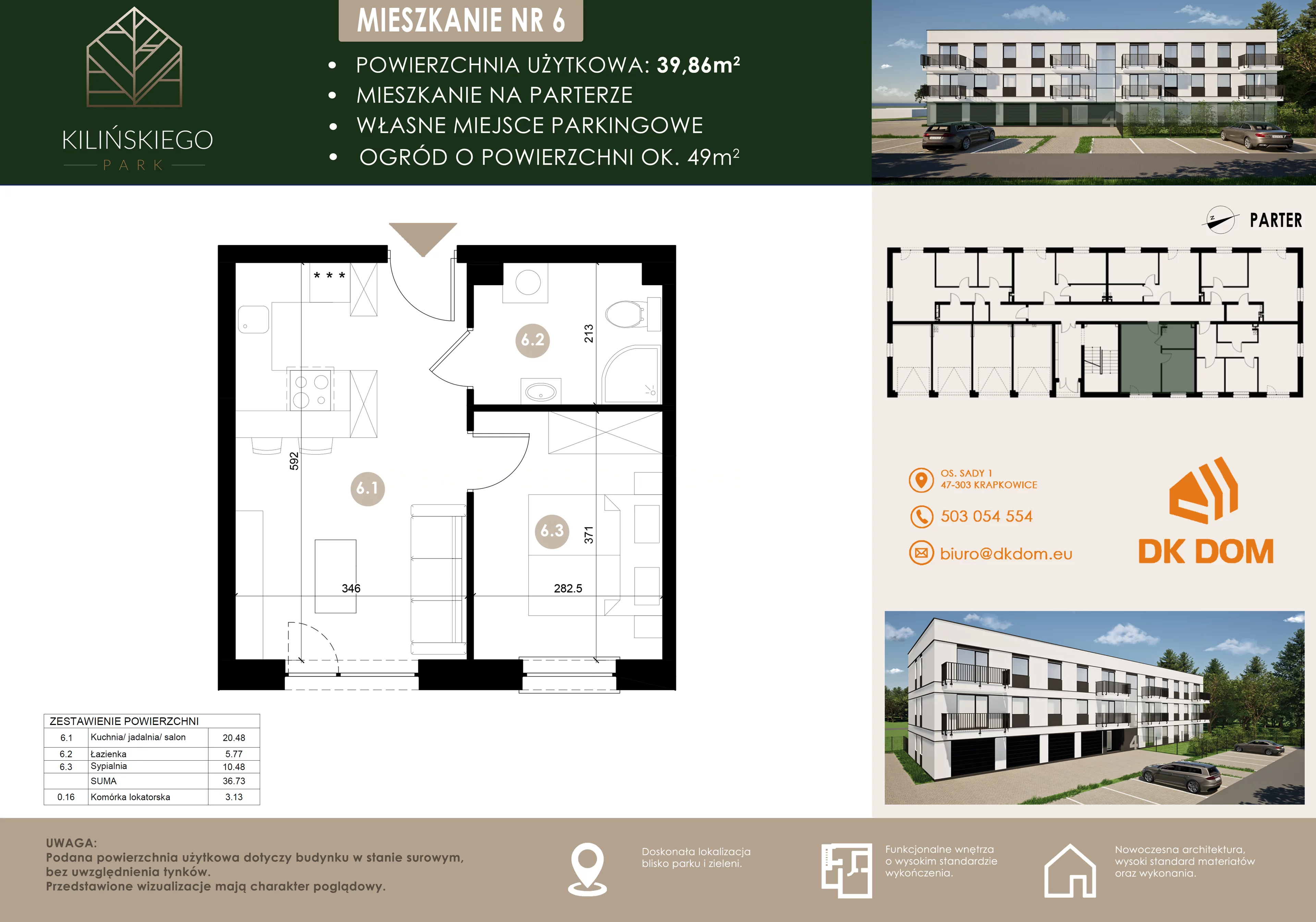 Mieszkanie 39,86 m², parter, oferta nr 6, Kilińskiego Park, Krapkowice, ul. Kilińskiego