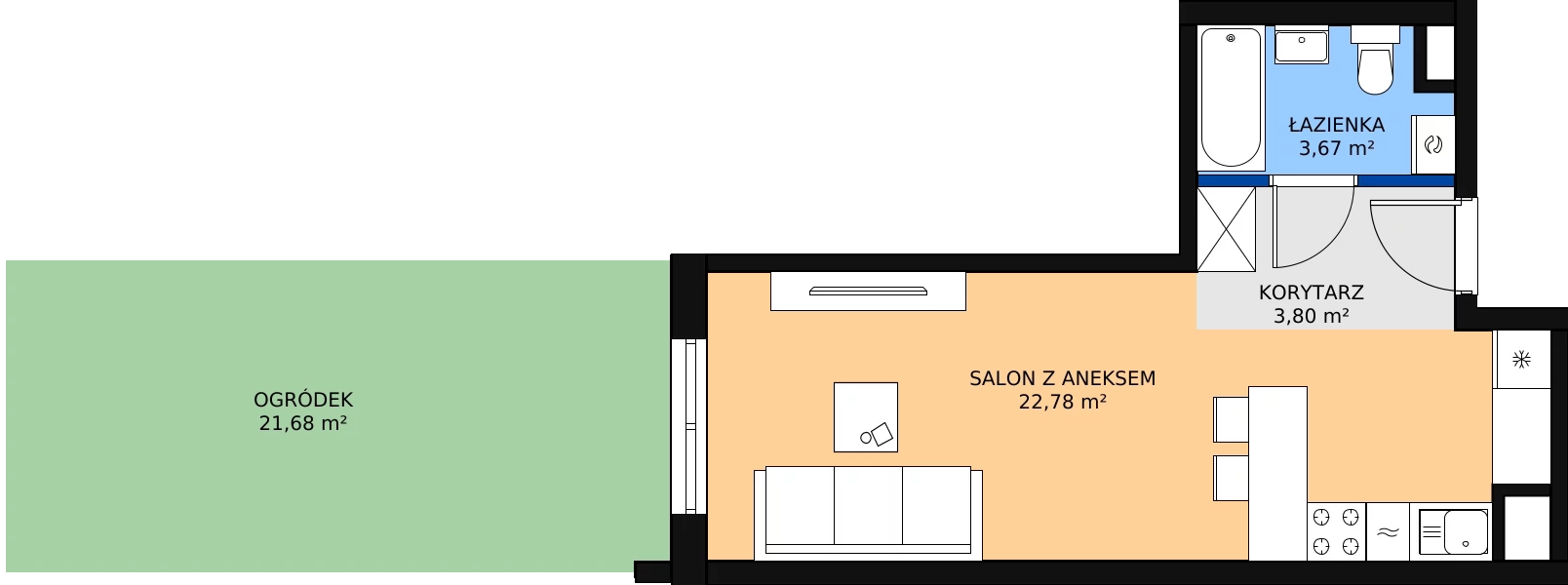 Zalety mieszkania 30.25 m², M4