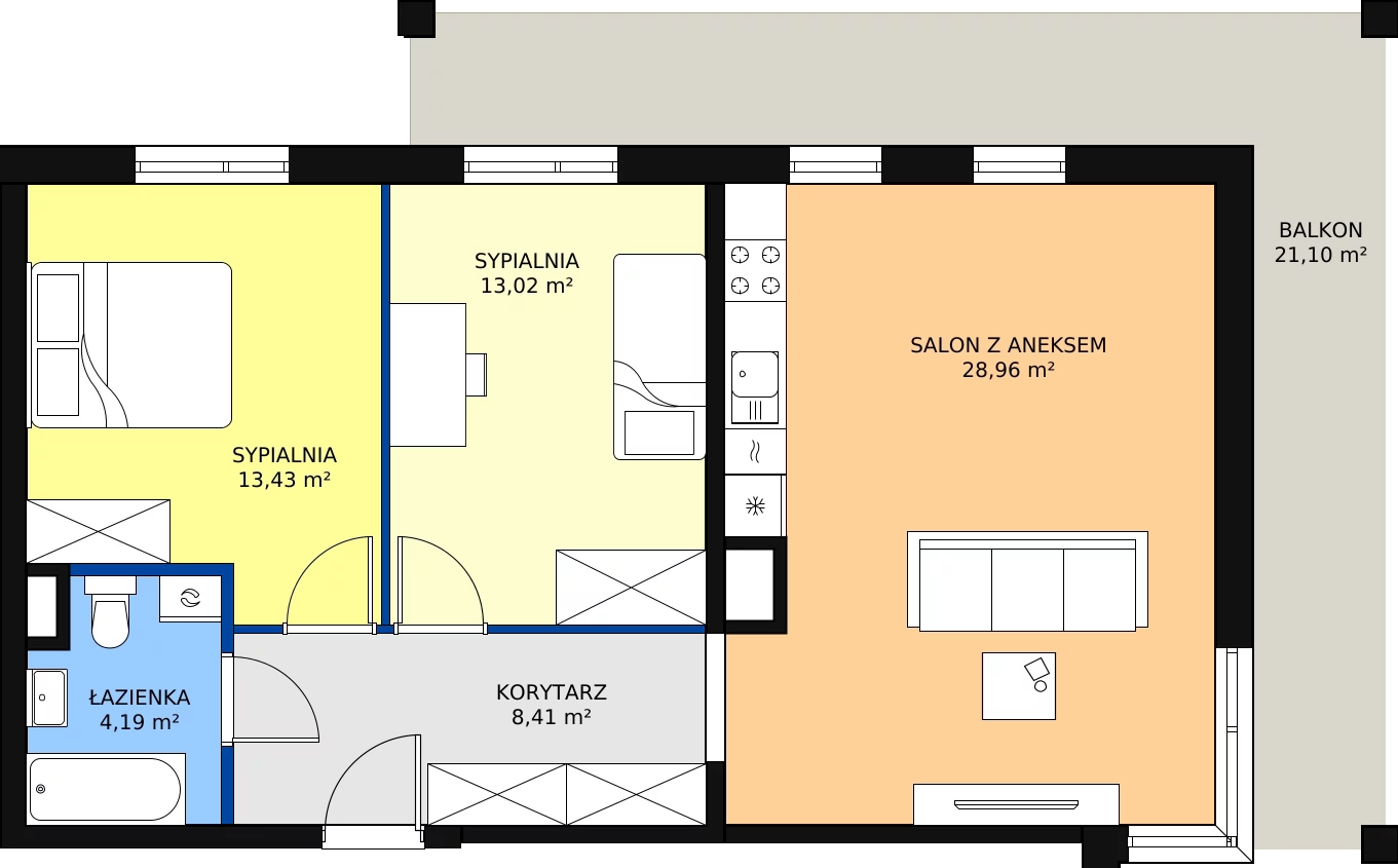 Zalety mieszkania 68.01 m², M9
