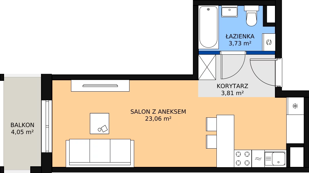 Zalety mieszkania 30.6 m², M26