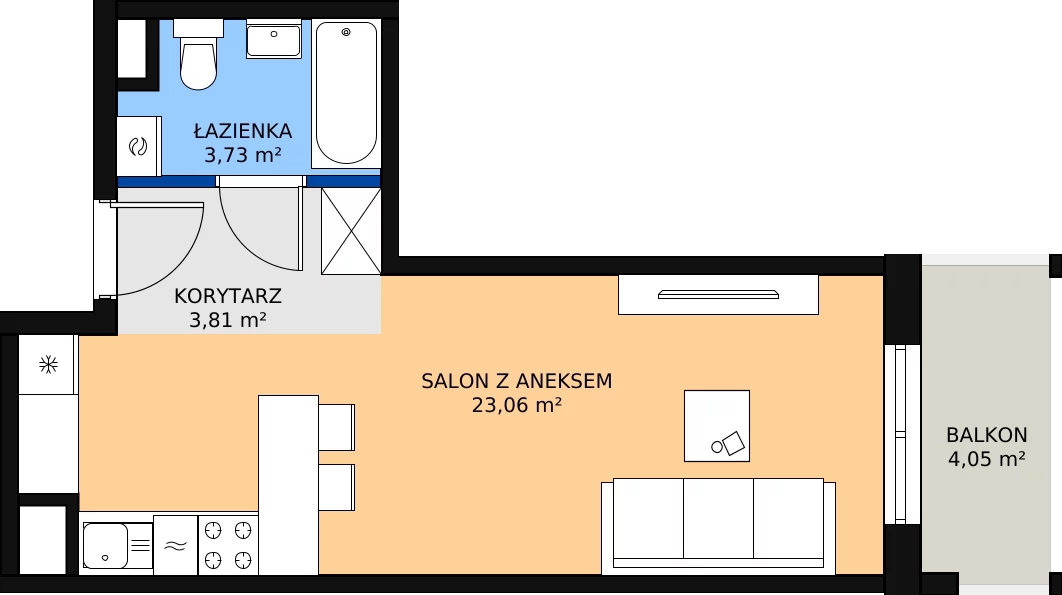 Zalety mieszkania 30.6 m², M36