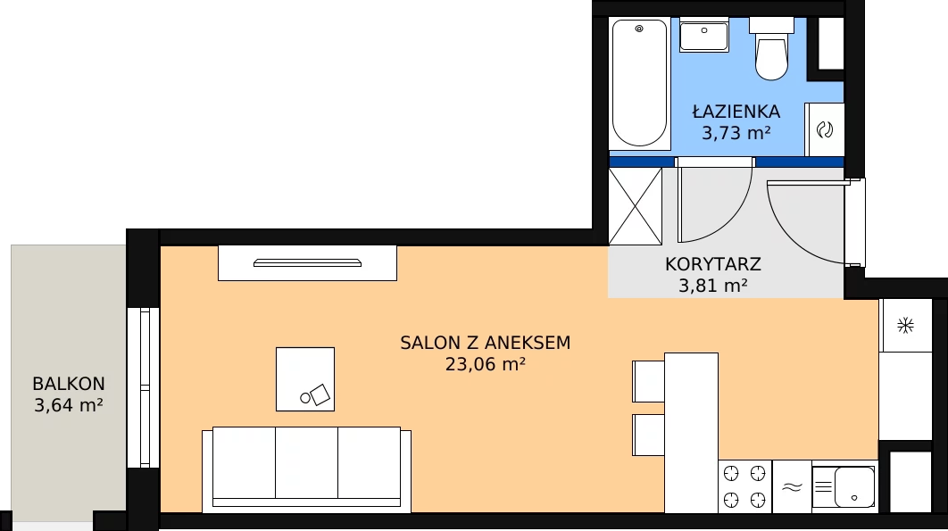 Zalety mieszkania 30.6 m², M37