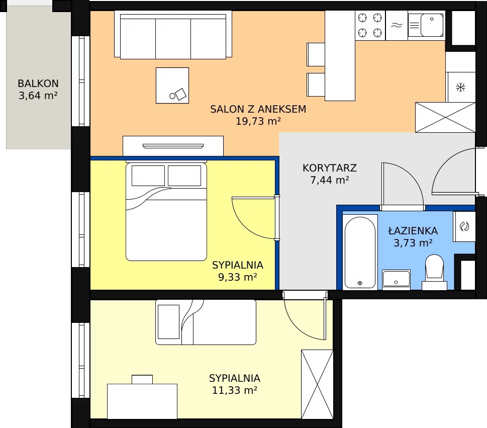 Zalety mieszkania 51.56 m², M38