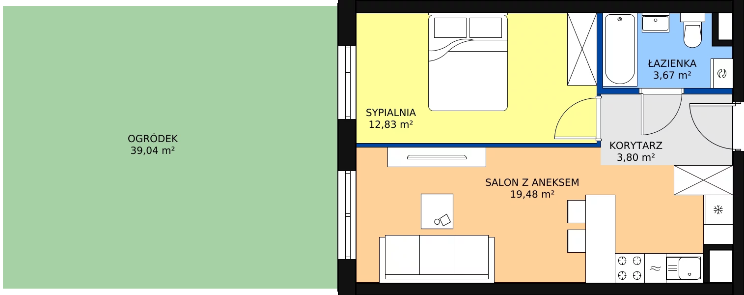 Zalety mieszkania 39.78 m², M70