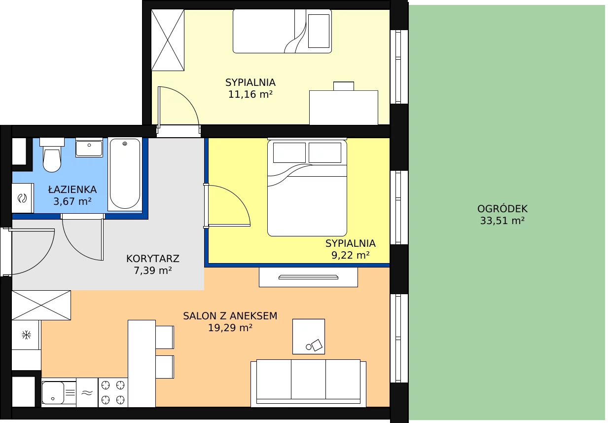 Zalety mieszkania 50.73 m², M78
