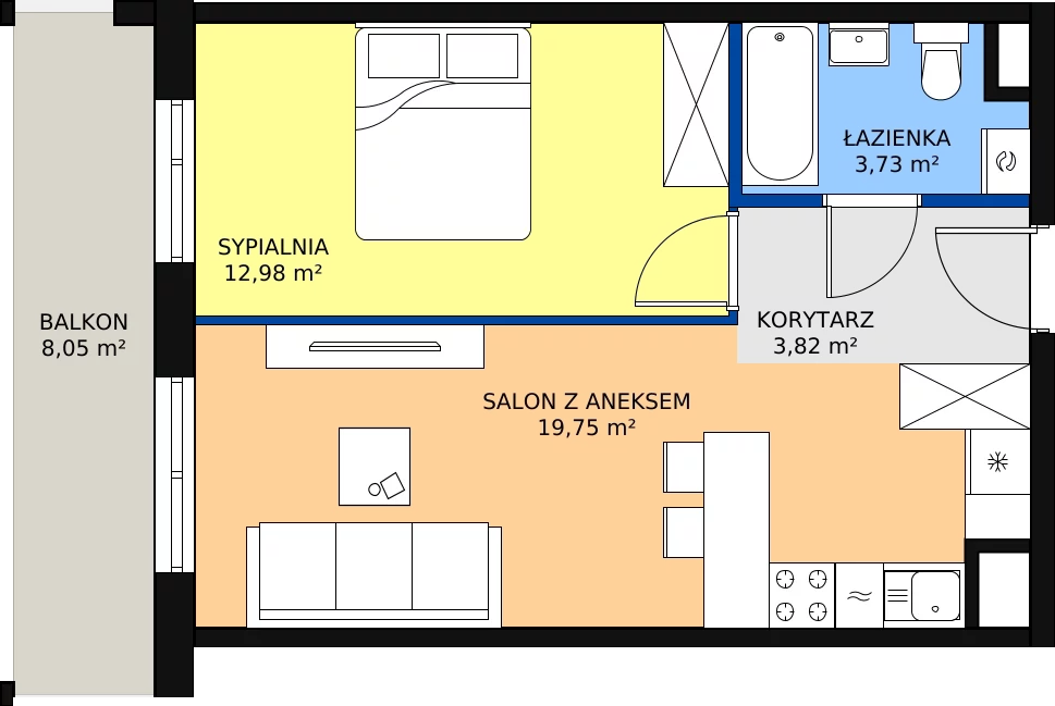Zalety mieszkania 40.28 m², M87