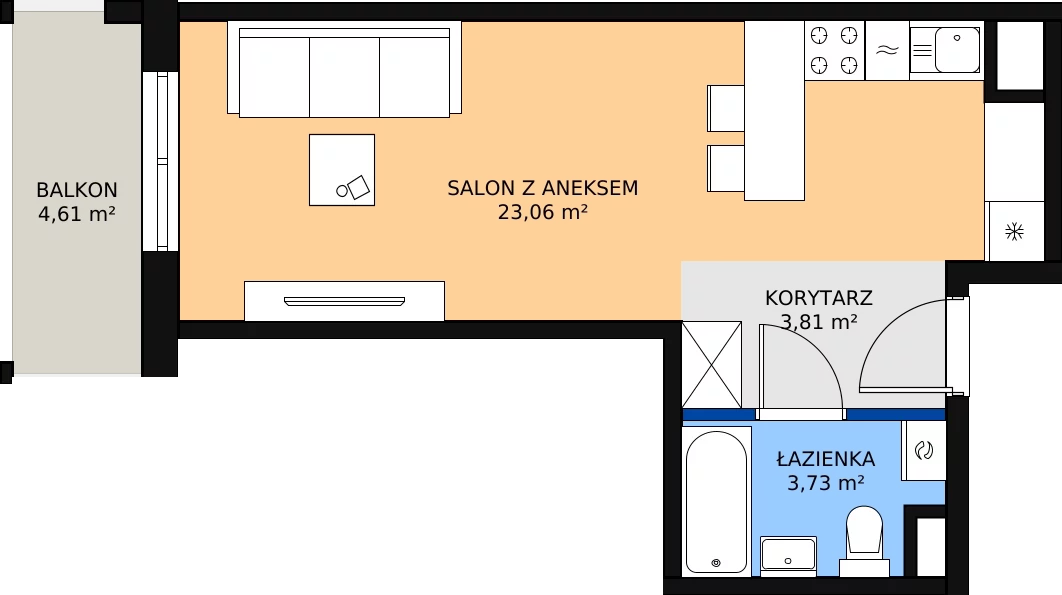 Zalety mieszkania 30.6 m², M93