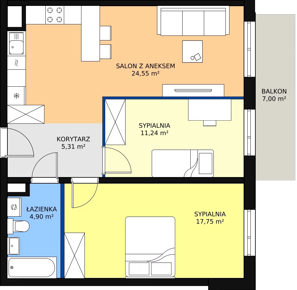 Zalety mieszkania 63.75 m², M97