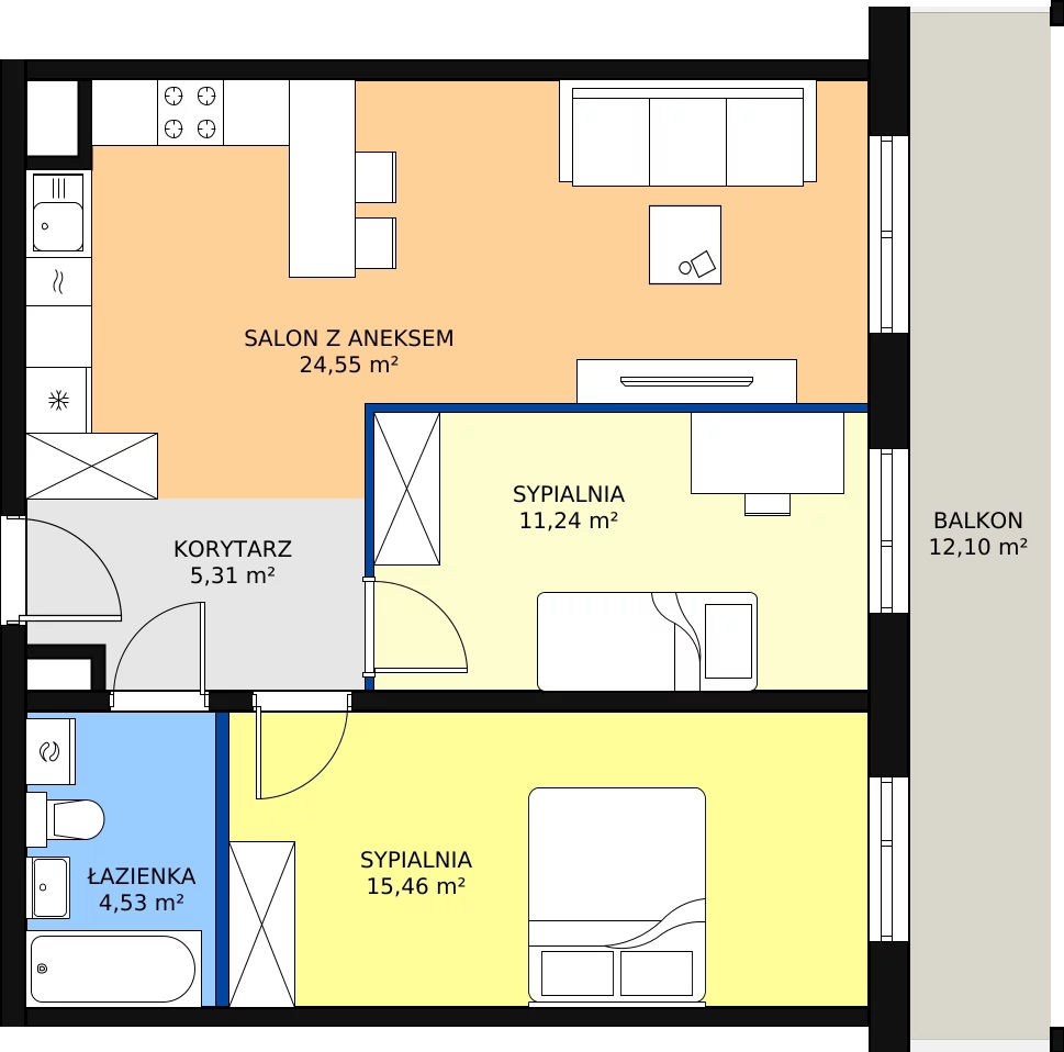 Zalety mieszkania 61.09 m², M99
