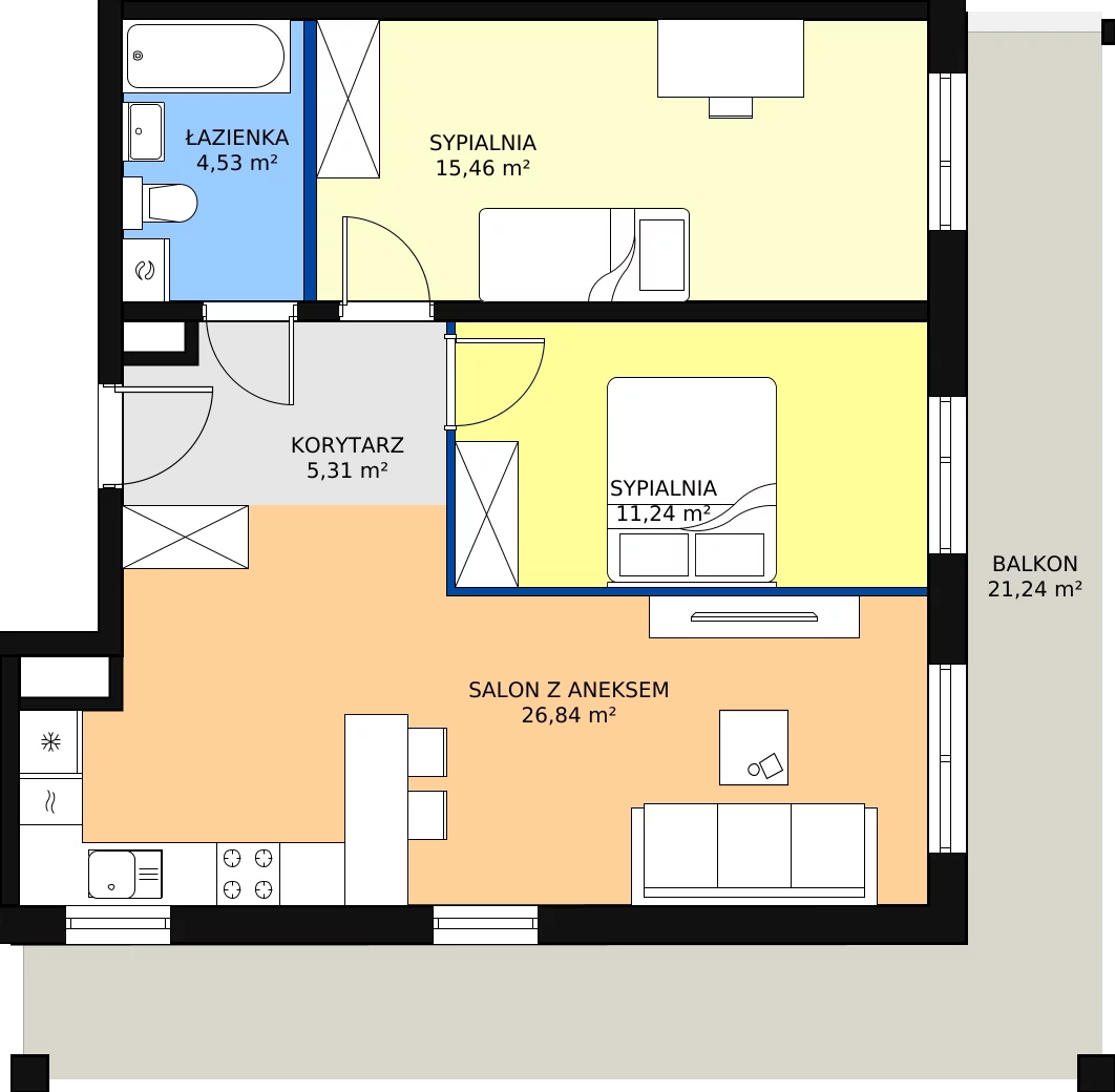 Zalety mieszkania 63.38 m², M100