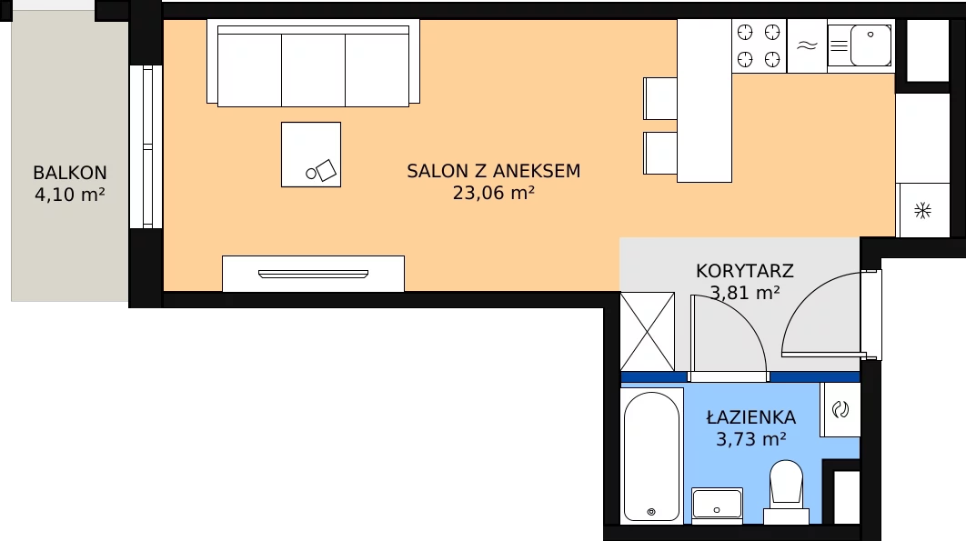 Zalety mieszkania 30.6 m², M110