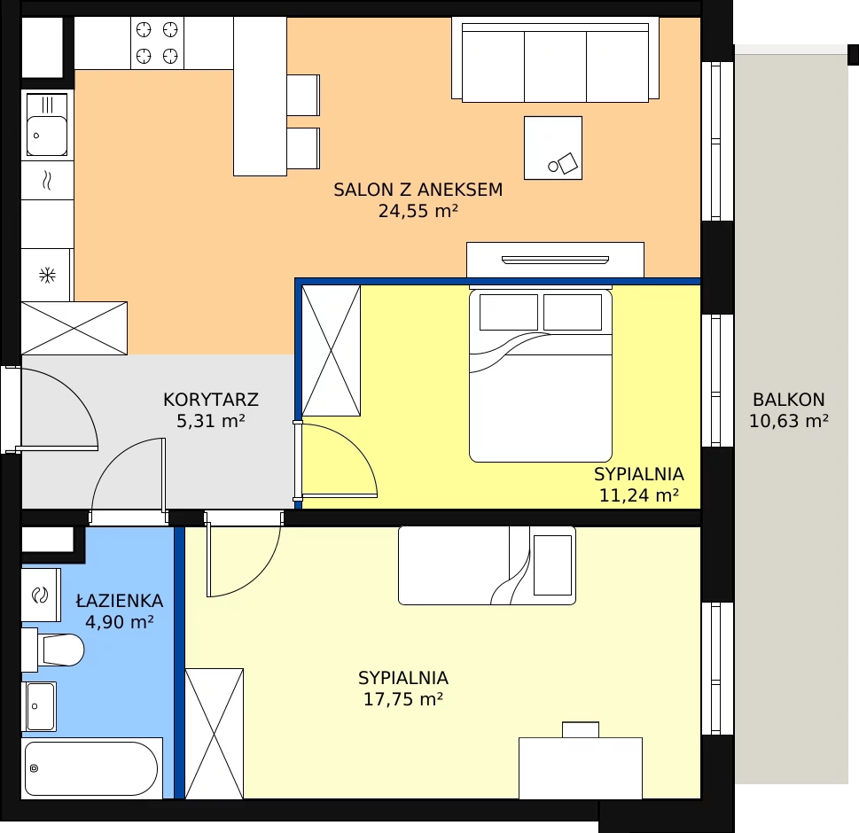 Zalety mieszkania 63.75 m², M114